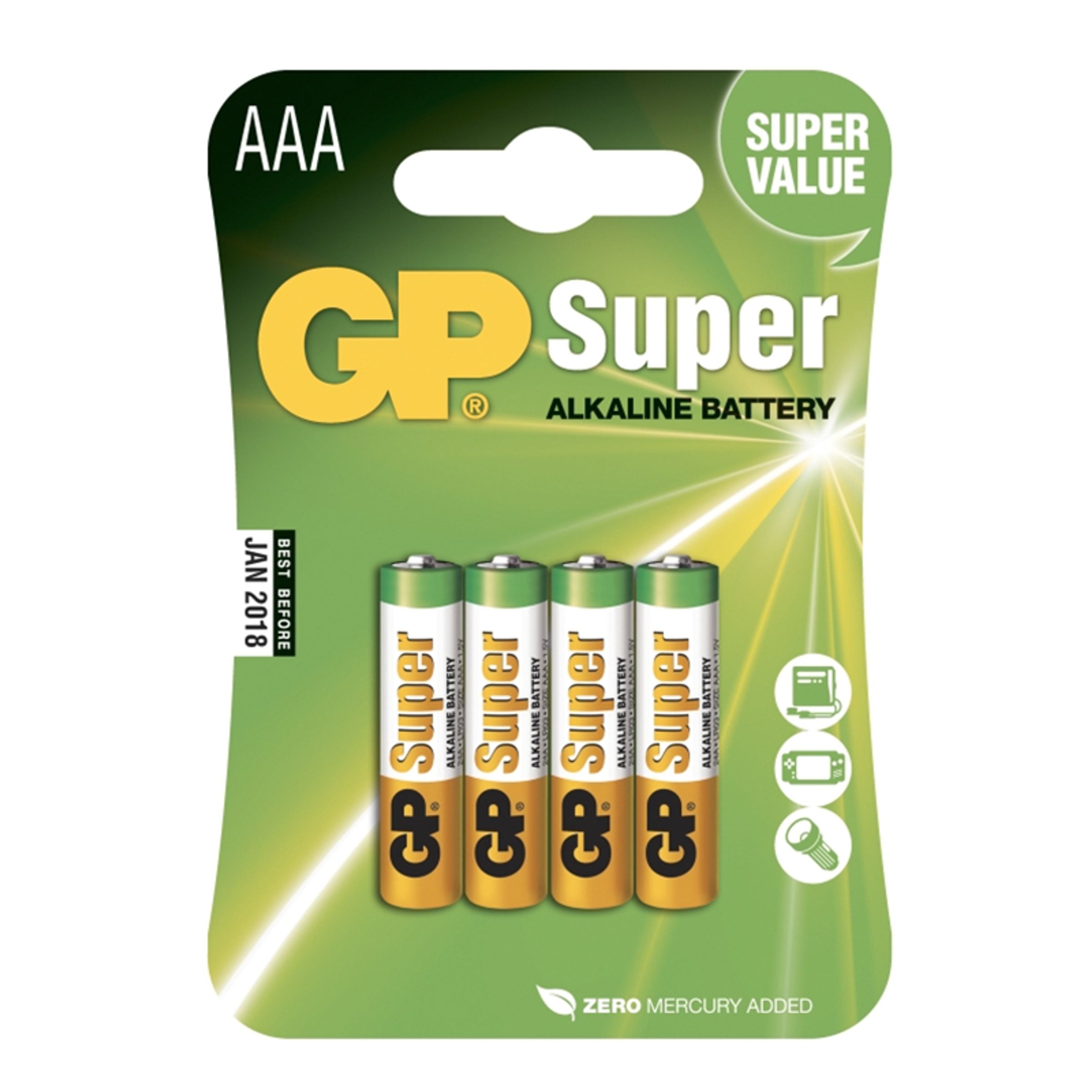 GP Super Alkaline Batterier - 4-pack AAA