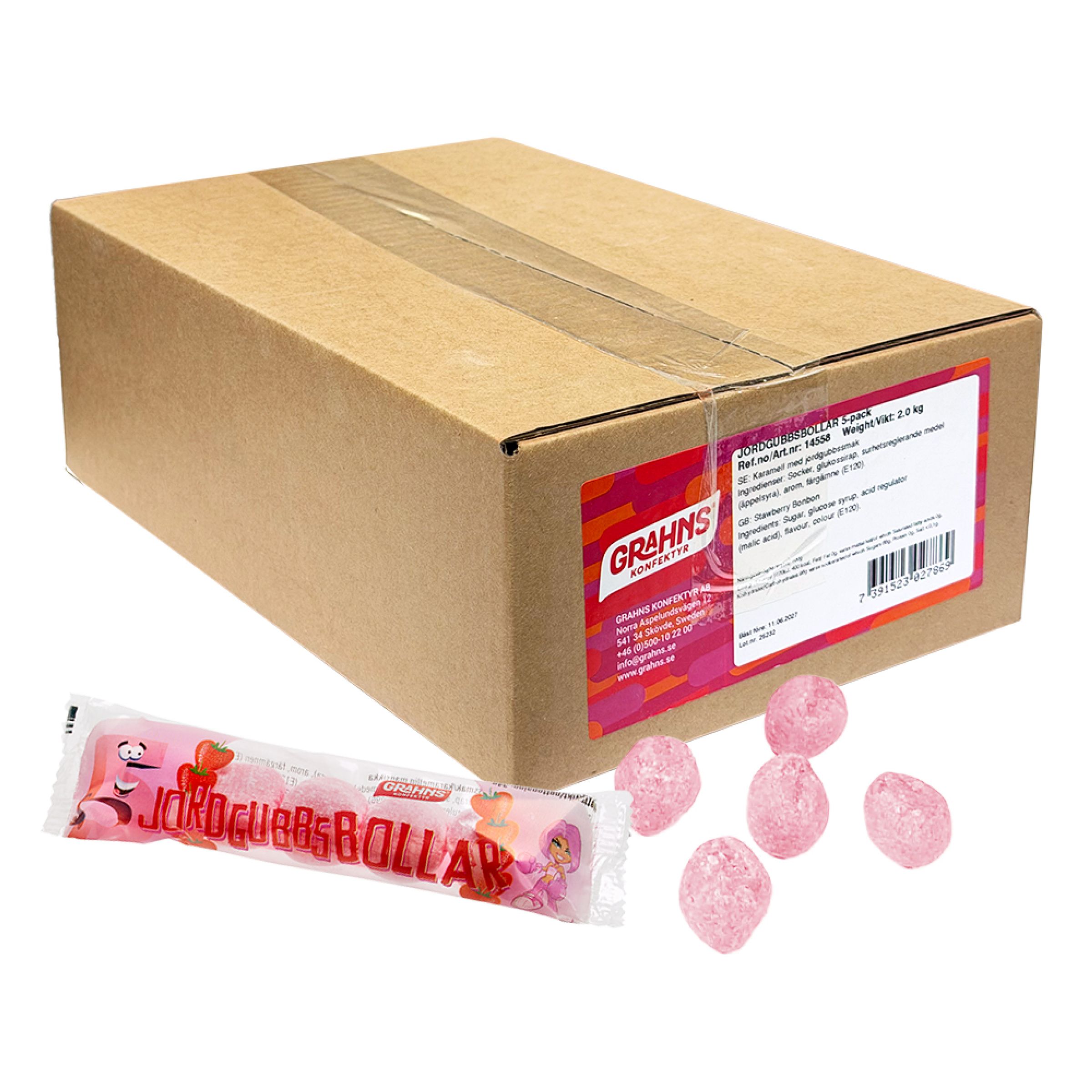 Grahns Jordgubbsbollar Storpack - 2 kg | Hem - Godis & Läsk - Godis - Karameller | Pryloteket
