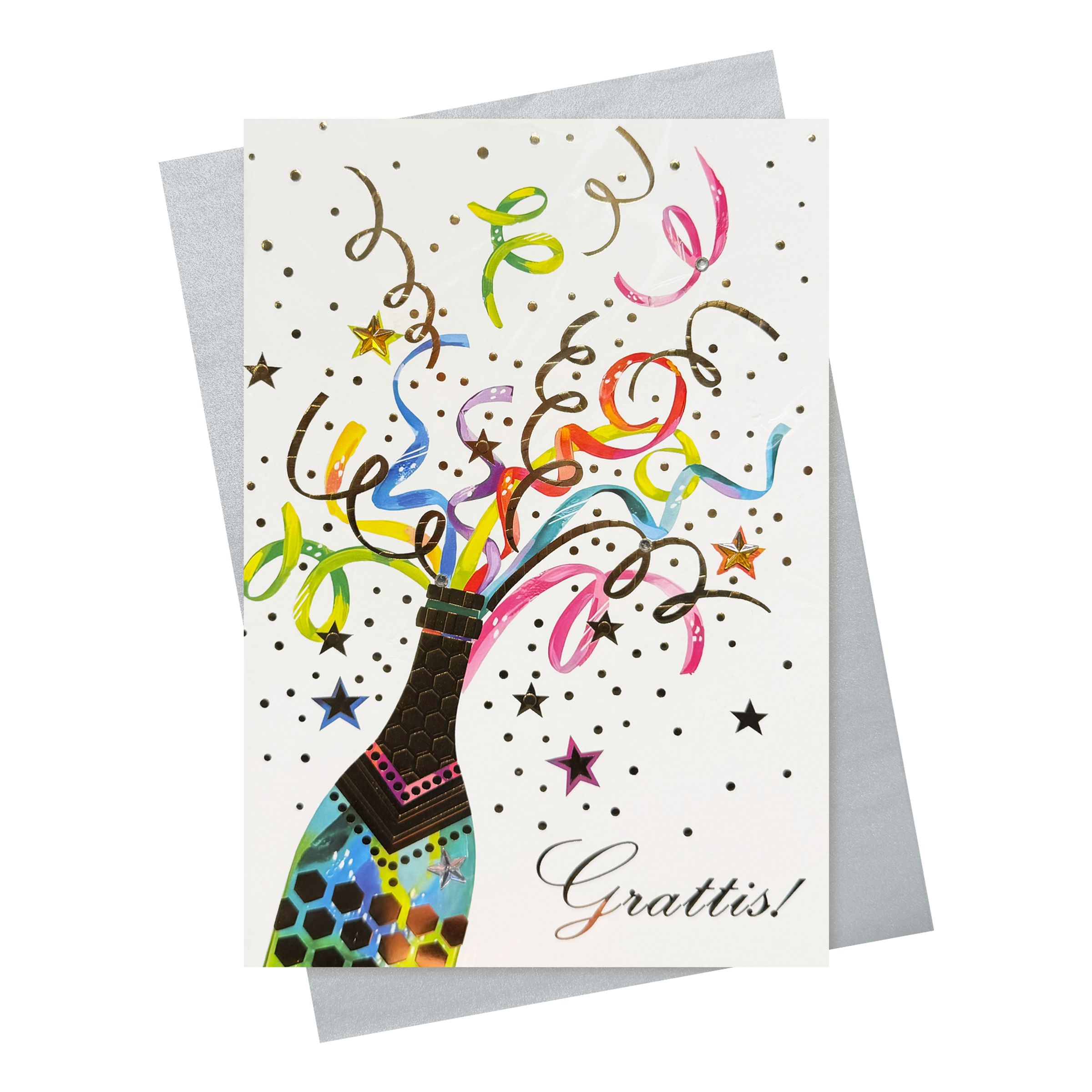 Gratulationskort Skumpaserpentiner | Hem - Festartiklar - Hälsningskort - Gratulationskort | Party Outlet