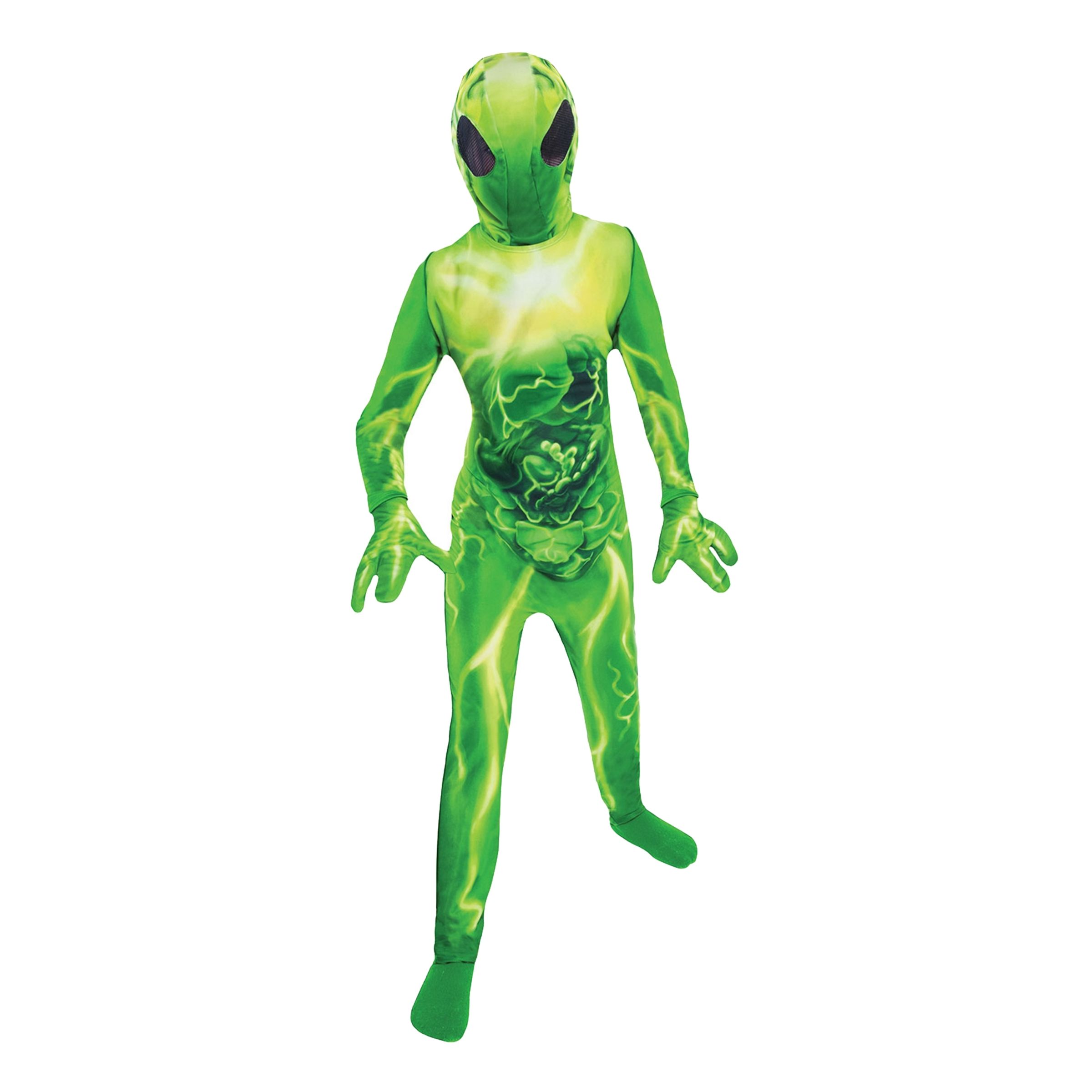 Läs mer om Grön Alien Barn Maskeraddräkt - X-Large