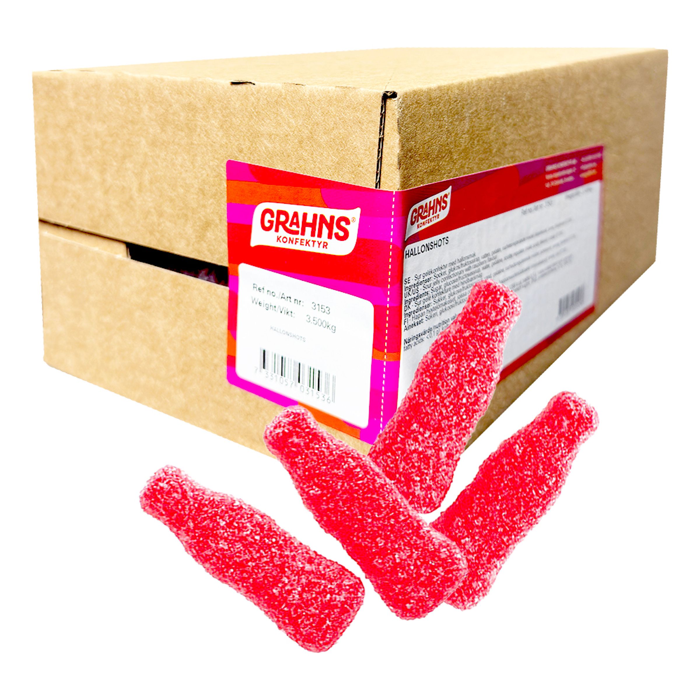 Hallonshots Storpack - 3.5 kg | Hem - Godis & Läsk - Godis - Surt Godis | Party Outlet