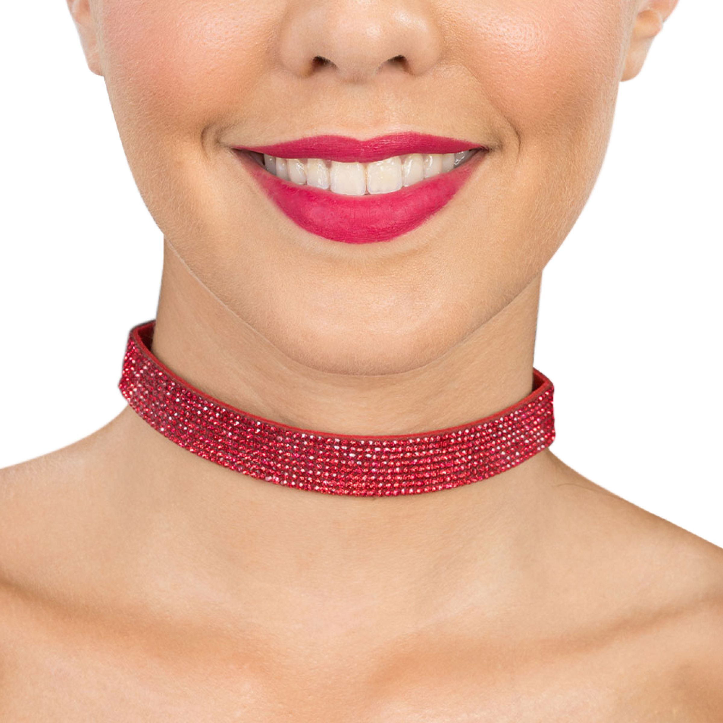 Halsband Choker med Strass Röd | Hem - Maskerad - Tillbehör - Maskeradsmycken | Pryloteket