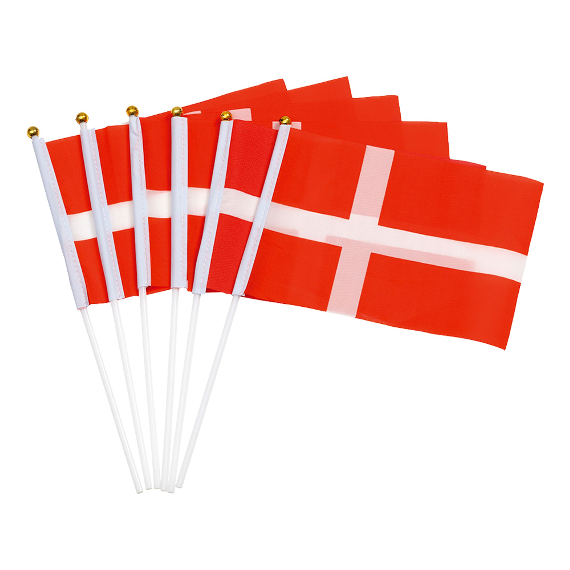 Läs mer om Handflagga Danmark - 6-pack