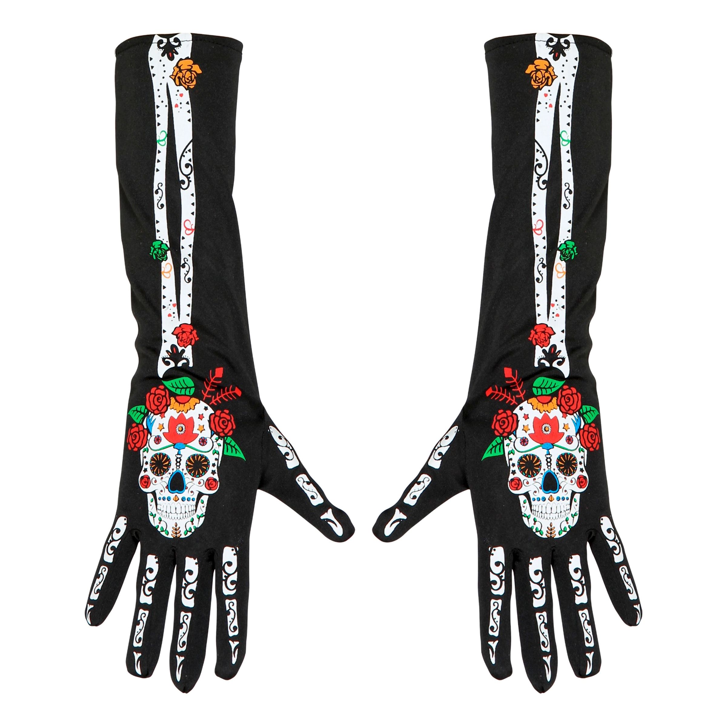 Handskar Day of the Dead - One size | Tillbehör//Hem//Maskerad//Handskar | PartyOutlet