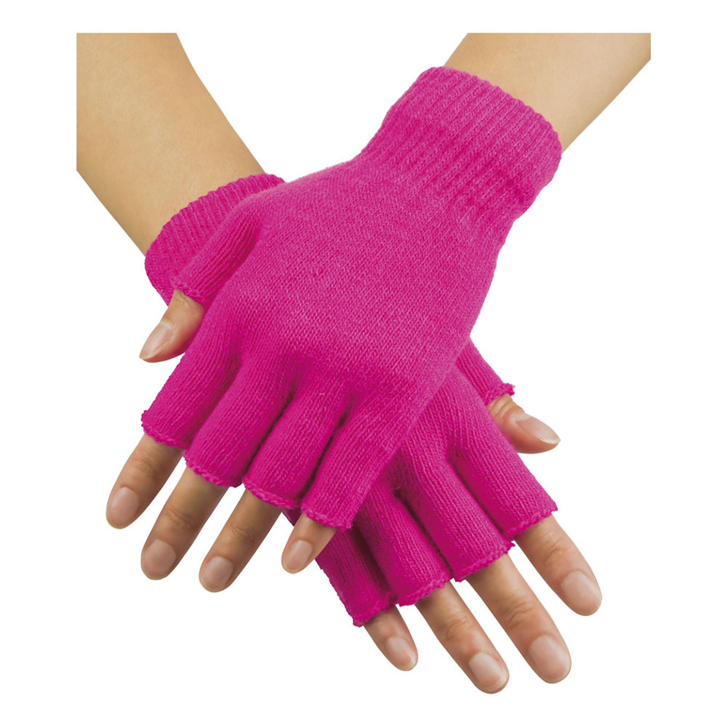 Läs mer om Handskar Fingerlösa Neonrosa - One size