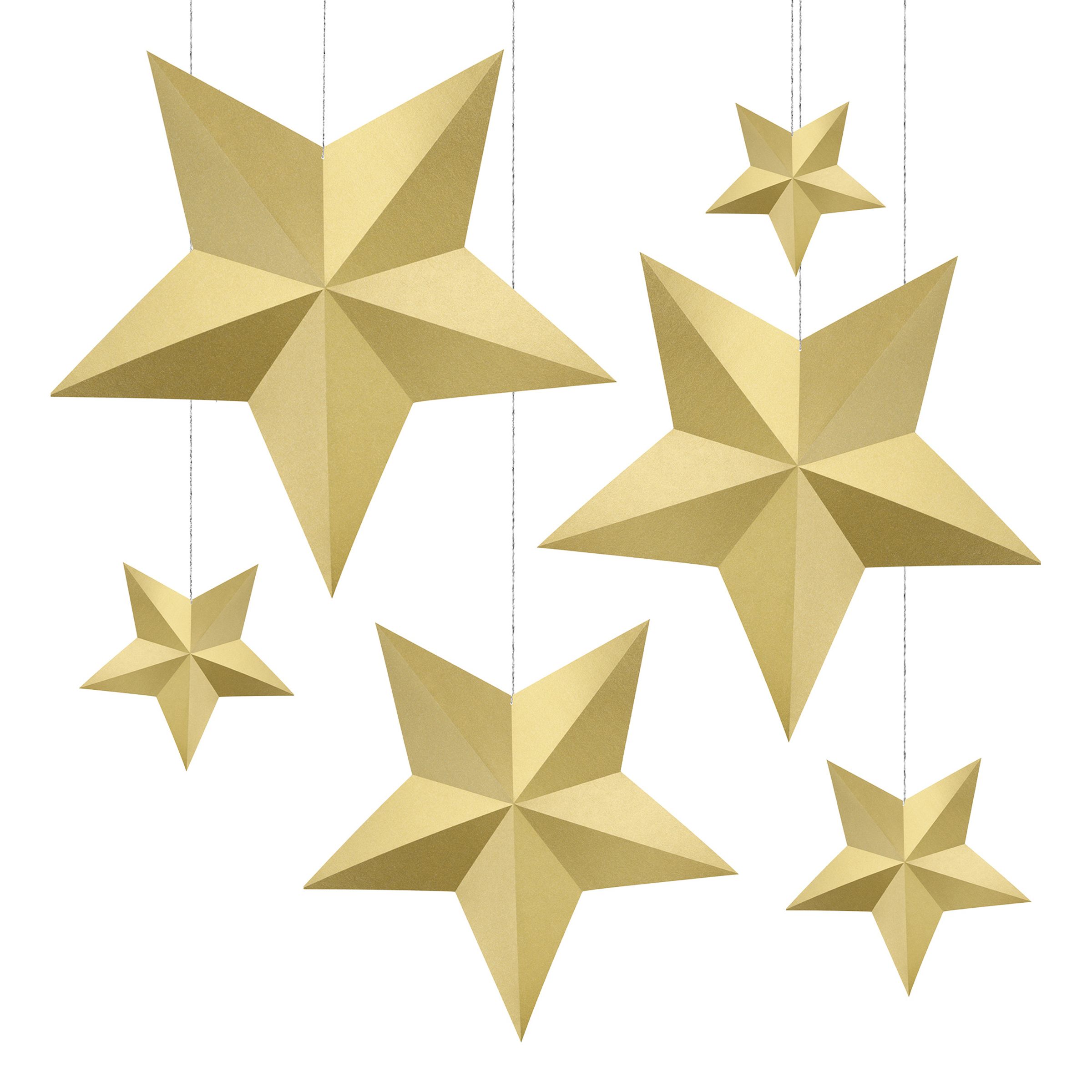 Hängande Dekoration Stjärnor Guld - 6-pack | Hem - Teman - Färger - Guld | Pryloteket