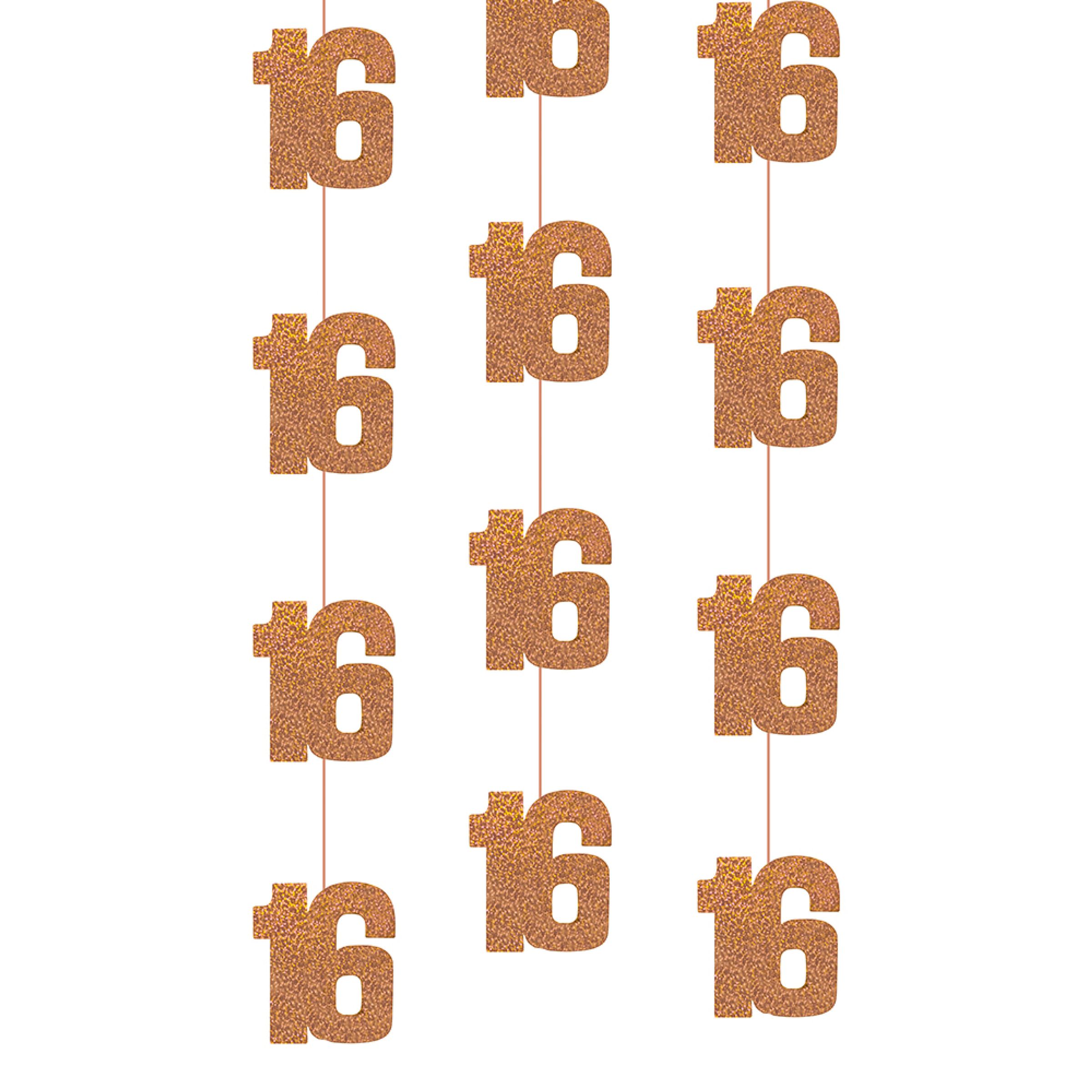 Hängande Dekorationer 16 Roséguld - 6-pack | Hem - Teman - Högtider - Födelsedagsfest - Års-fest - 16-årsfest | Pryloteket