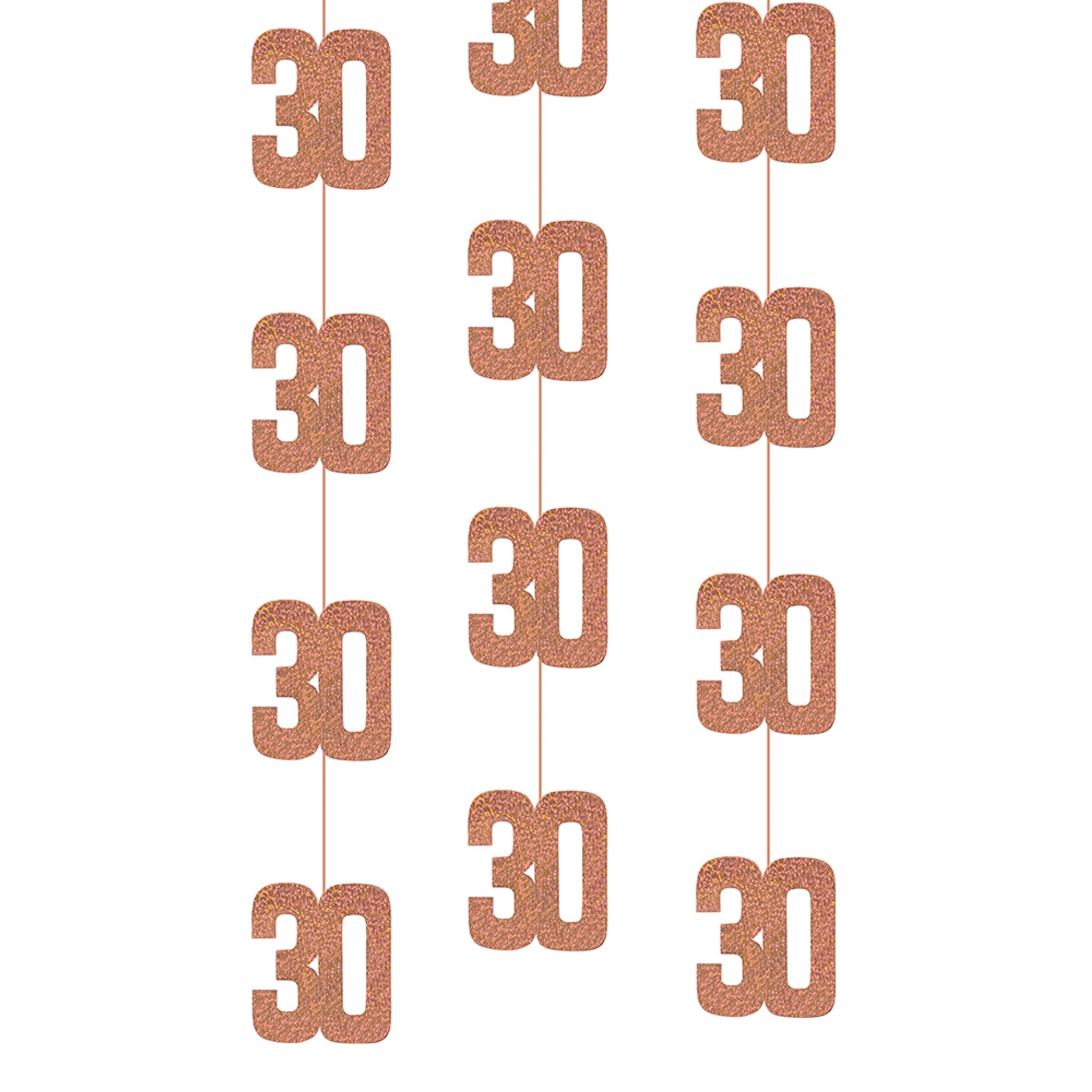HĂ€ngande Dekorationer 30 RosĂ©guld - 6-pack | Hem - Teman - Högtider - Födelsedagsfest - Ă
rs-fest - 30-Ärsfest | Pryloteket