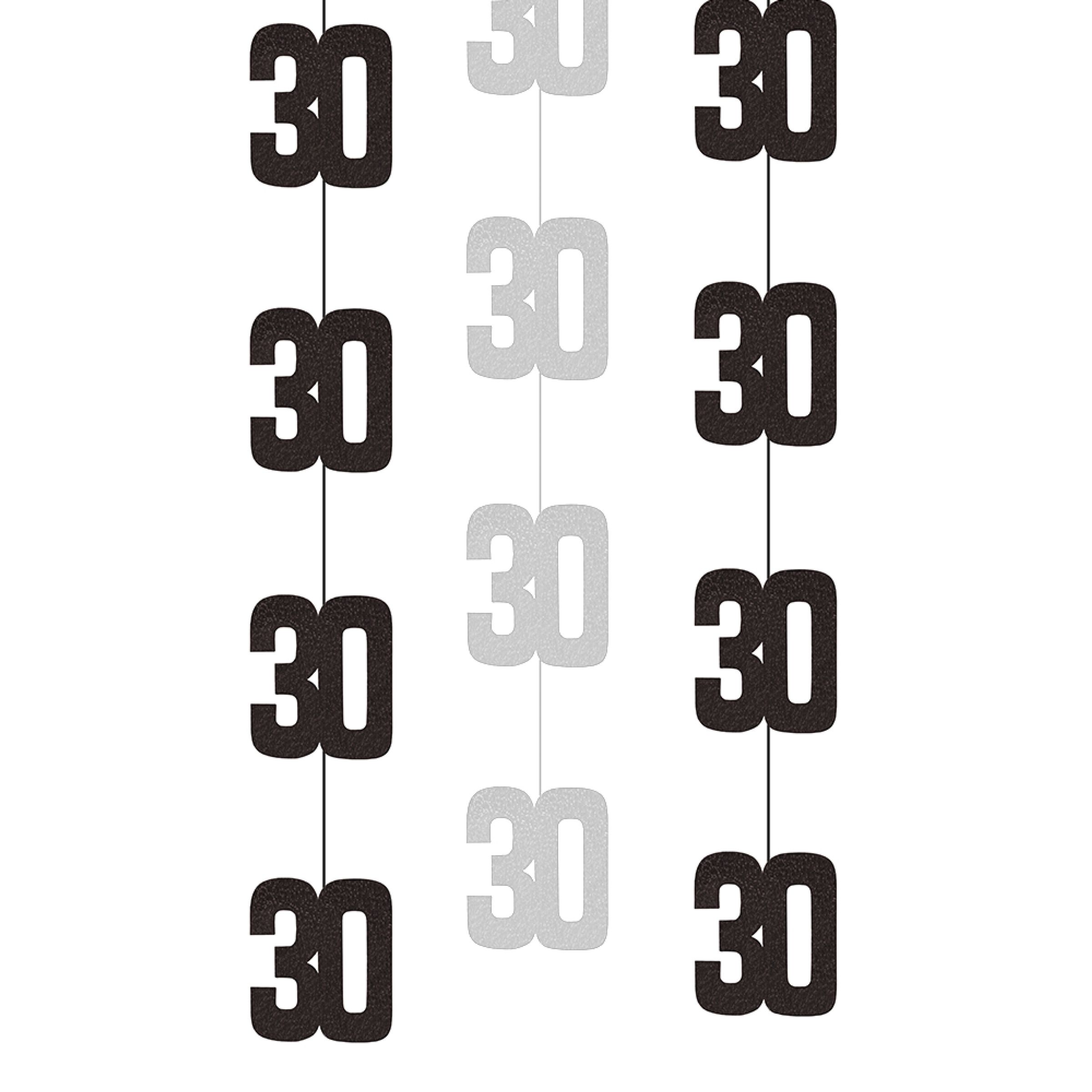 Hängande Dekorationer 30 Svart/Silver - 6-pack | Hem - Teman - Färger - Silver | Pryloteket