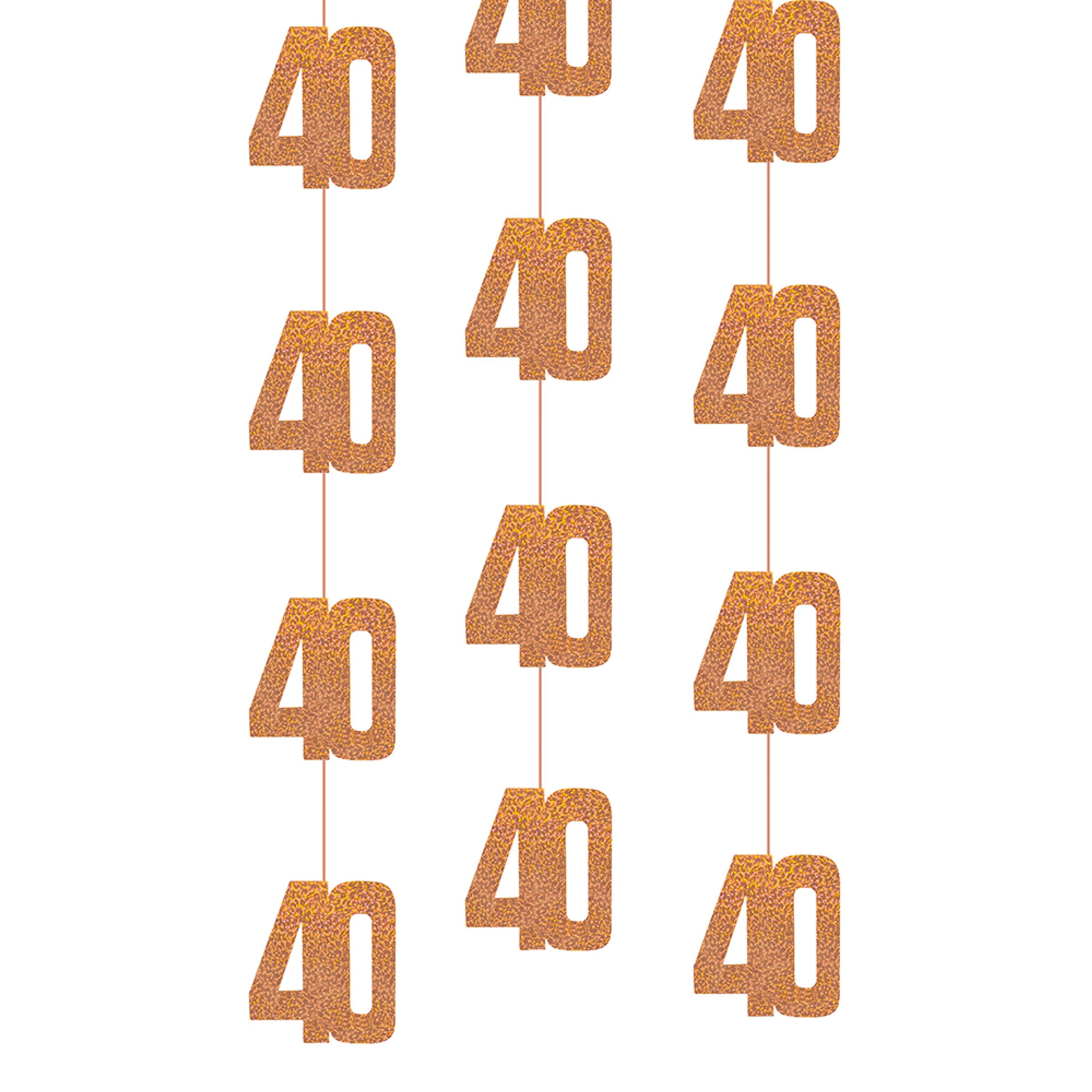 Hängande Dekorationer 40 Roséguld - 6-pack | Hem - Teman - Högtider - Födelsedagsfest - Års-fest - 40-årsfest | Pryloteket