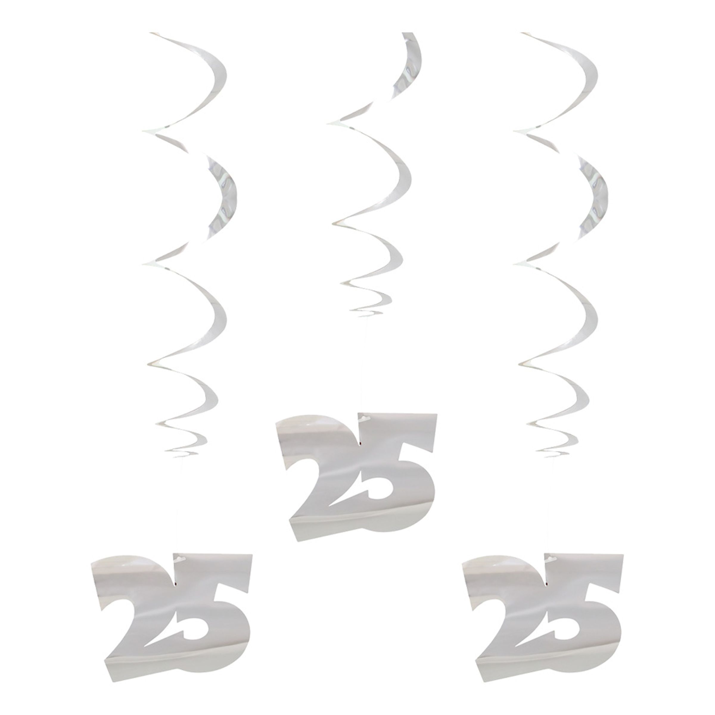 Läs mer om Swirls 25 Silver Hängande Dekoration - 3-pack