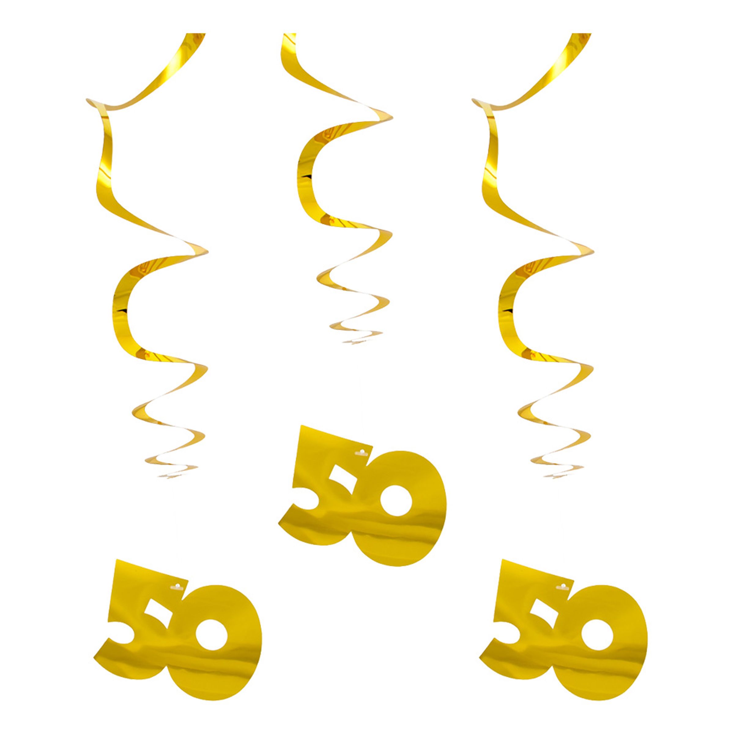 Läs mer om Swirls 50 Guld Hängande Dekoration - 3-pack