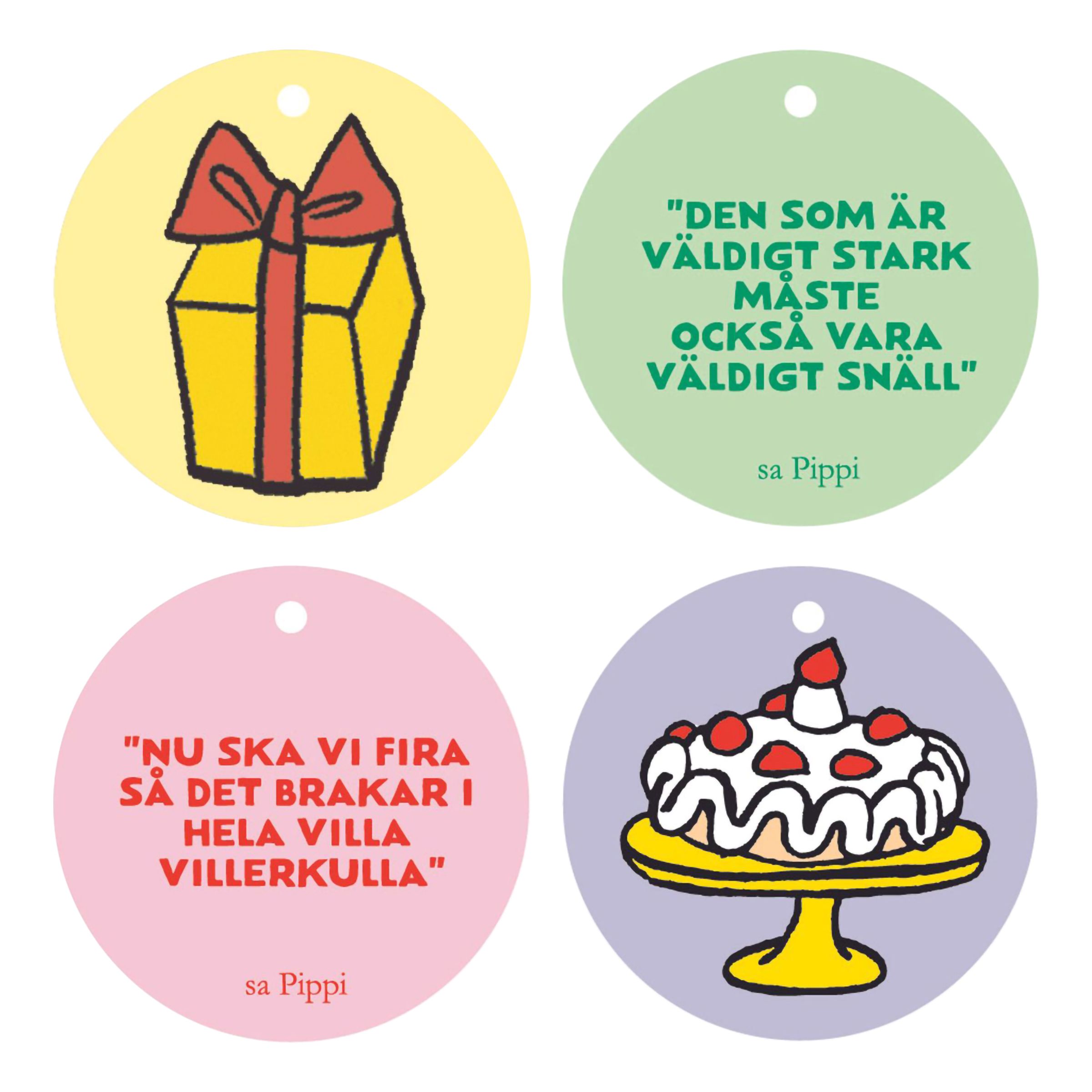 Hängetiketter Pippi Långstrump - 20-pack | Hem - Festartiklar - Presentinslagning | Party Outlet