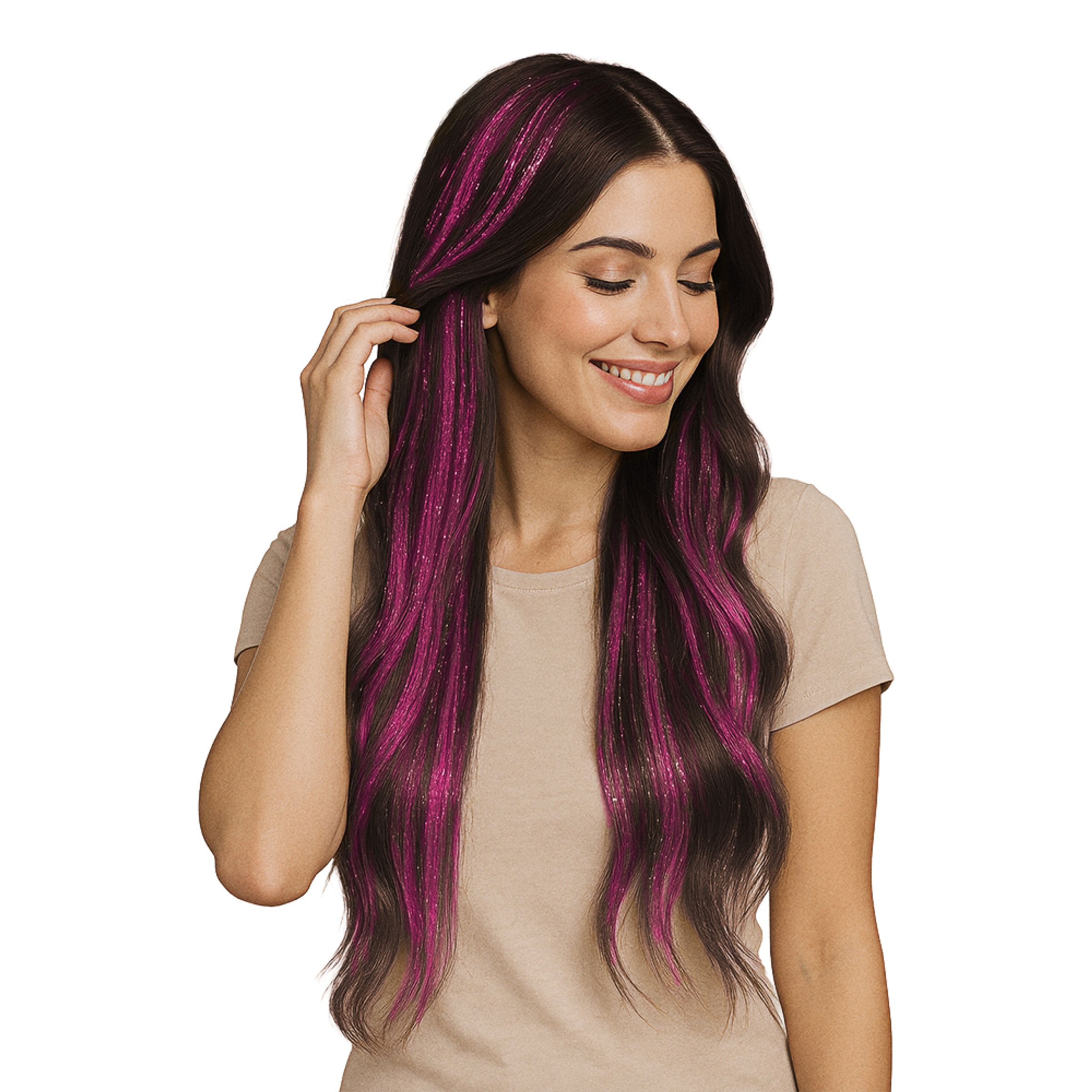 Hårförlängning Glitter Rosa - 3-pack | Hem - Teman - Färger - Rosa | Pryloteket