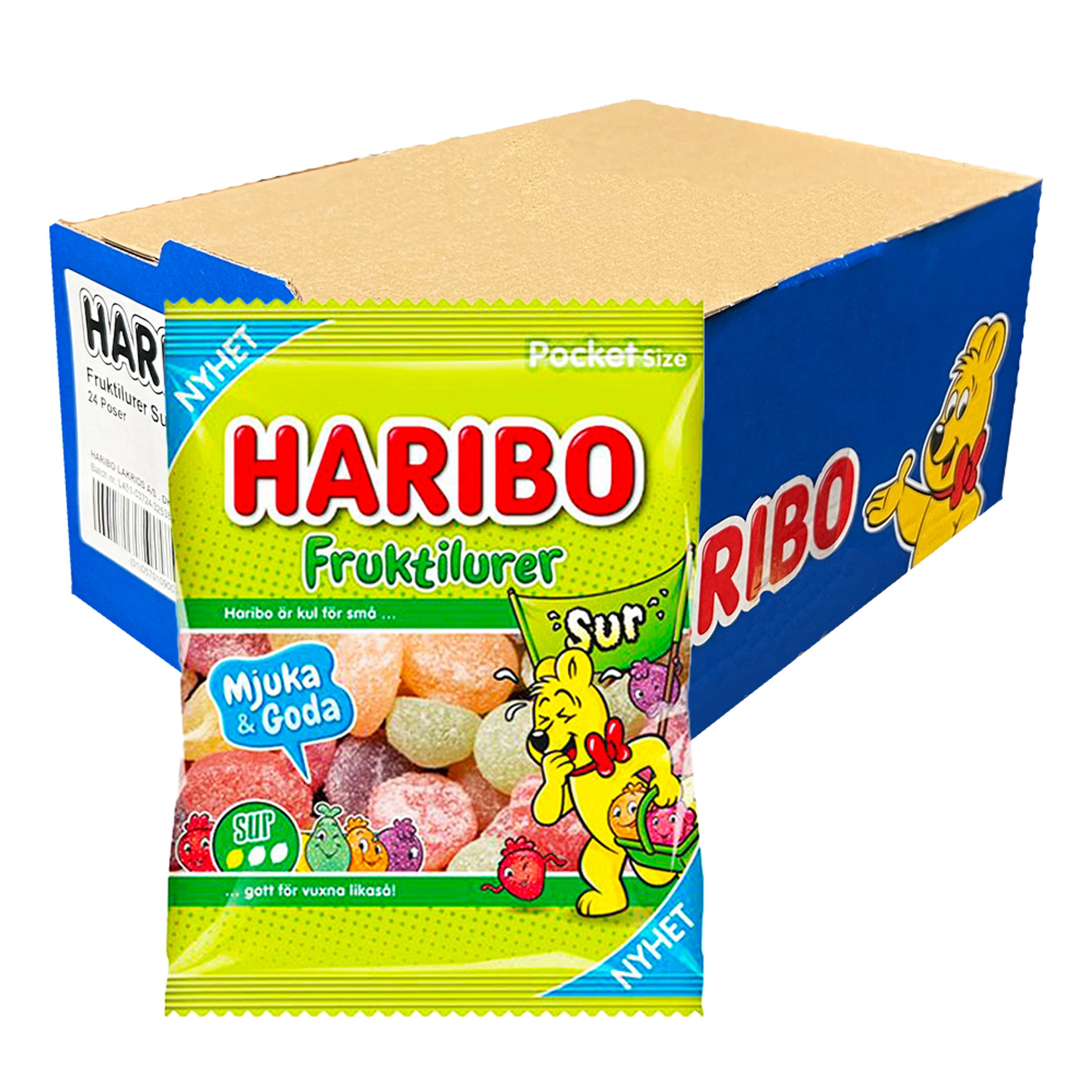 Haribo Fruktilurer Sur Storpack - 24-pack