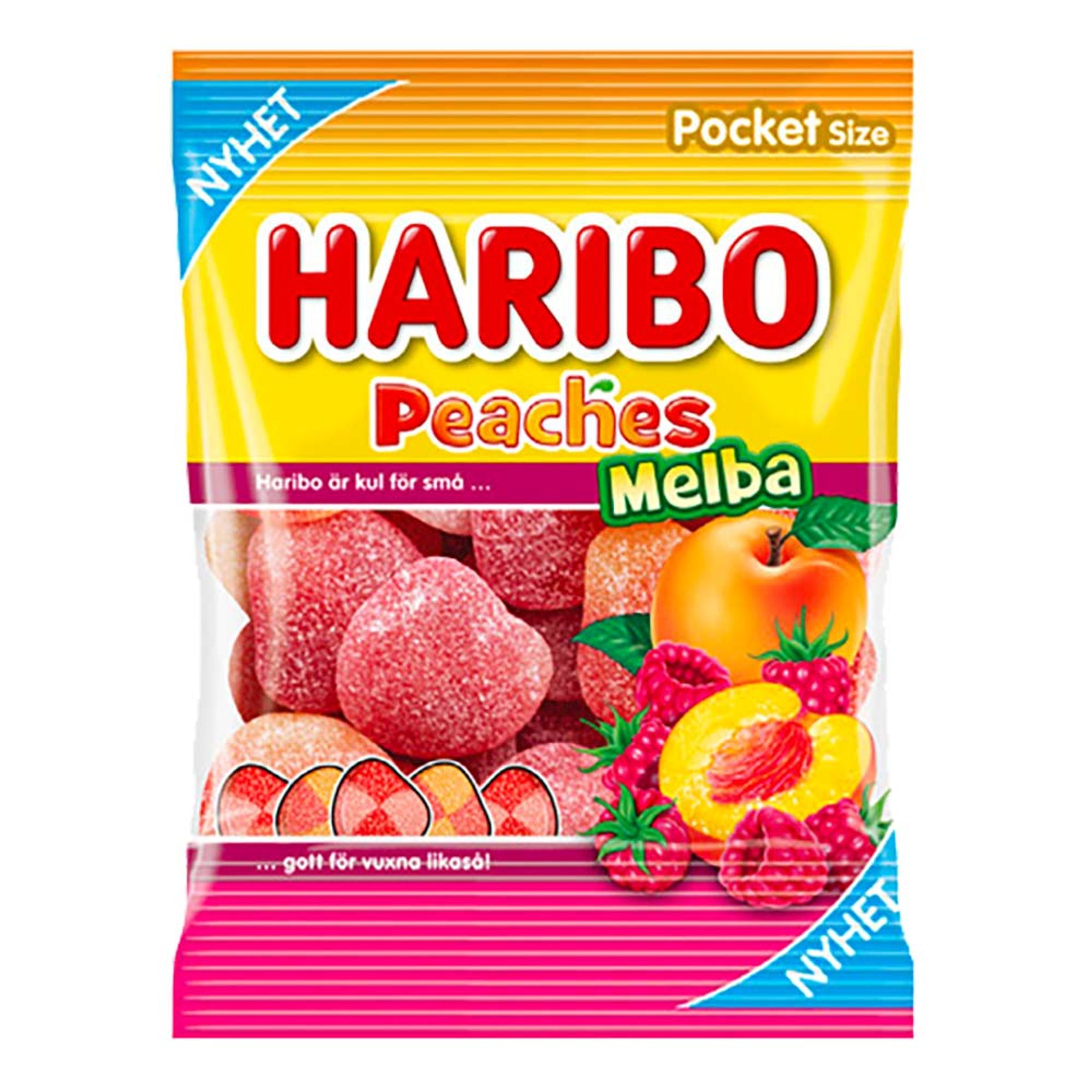 Läs mer om Haribo Peaches Melba Godispåse - 80 gram