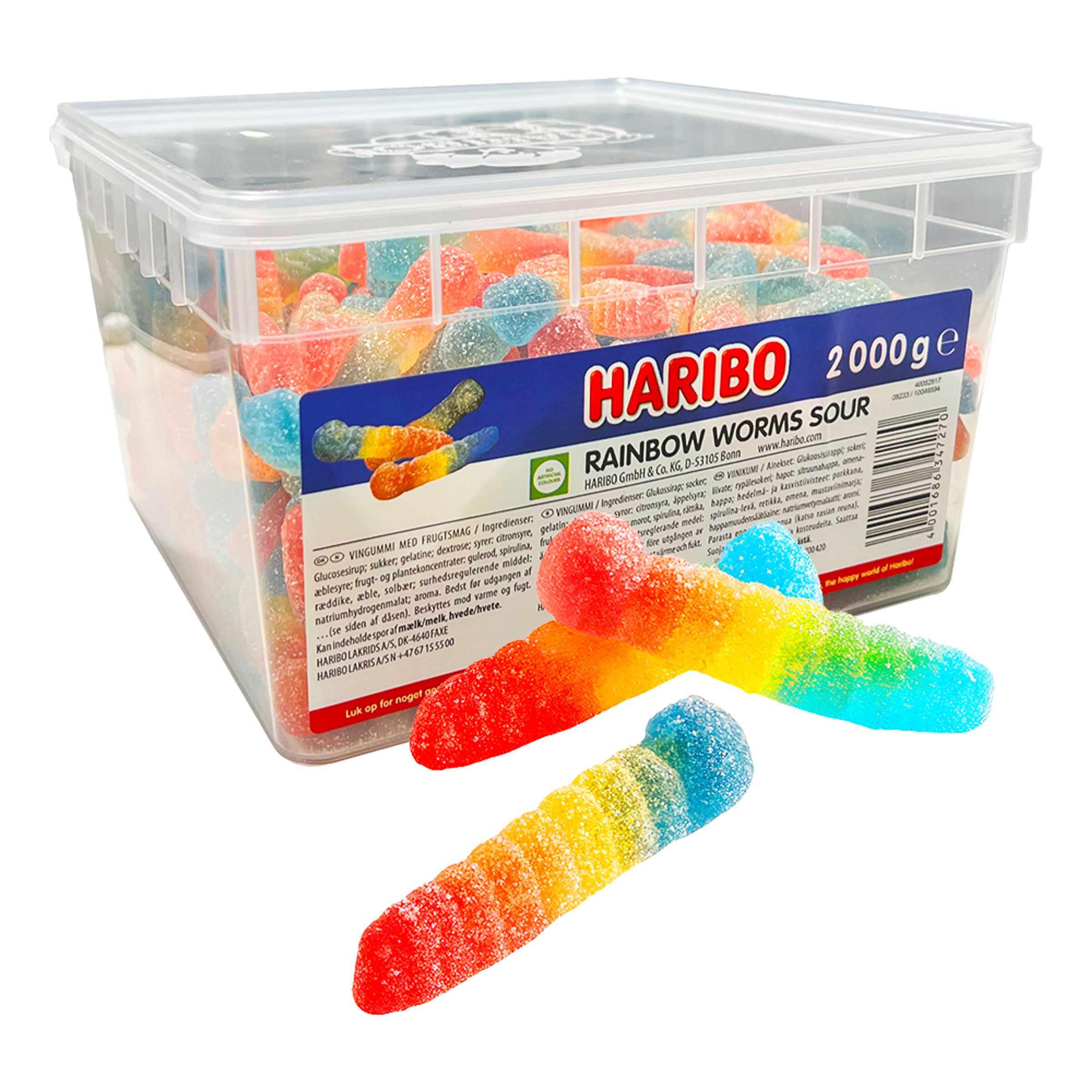 Haribo Rainbow Worms Sour Storpack - 2 kg