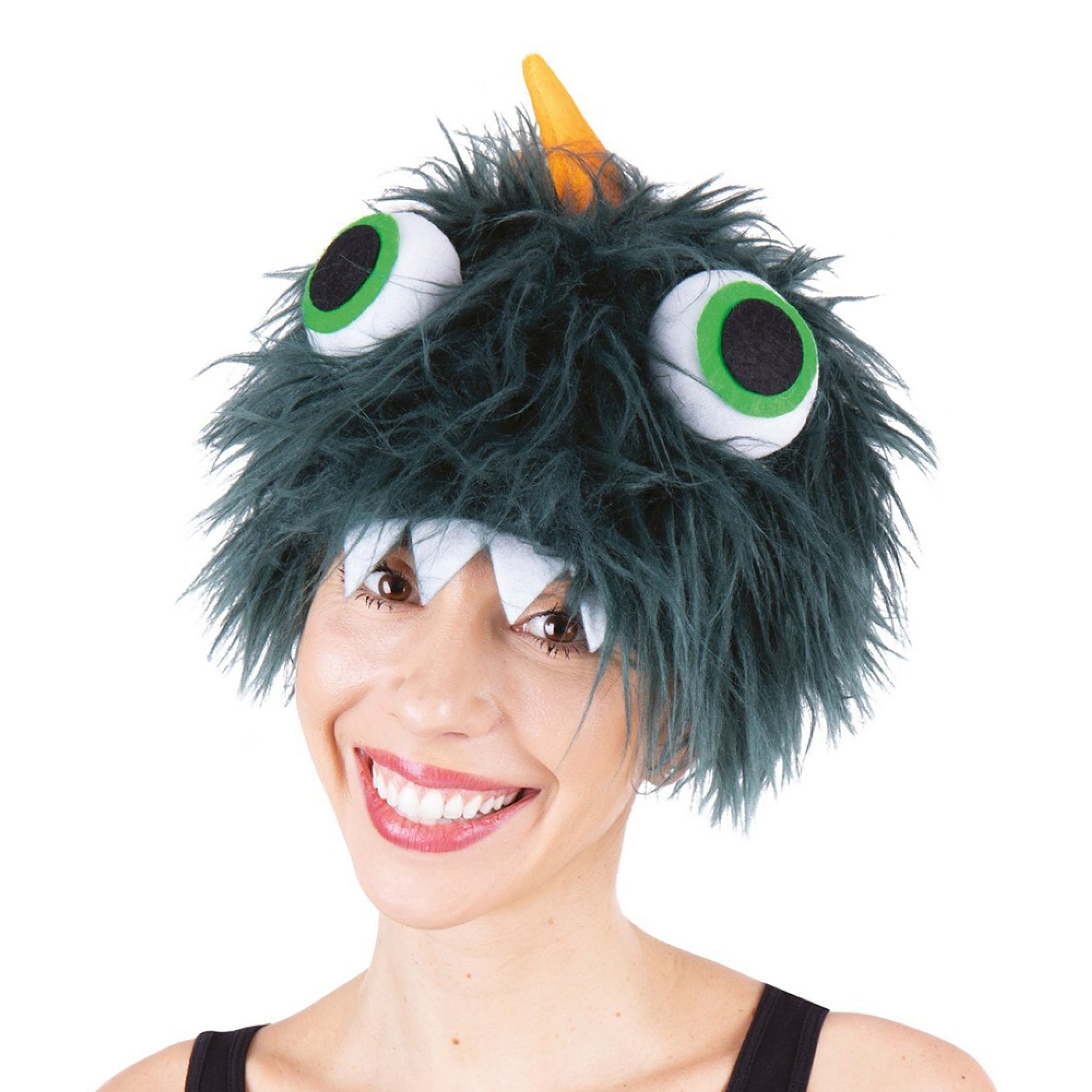 Hatt Fluffigt Monster Mörkgrön - One size | Hem - Maskerad - Hattar - Vuxenhattar | Maskeradspecialisten