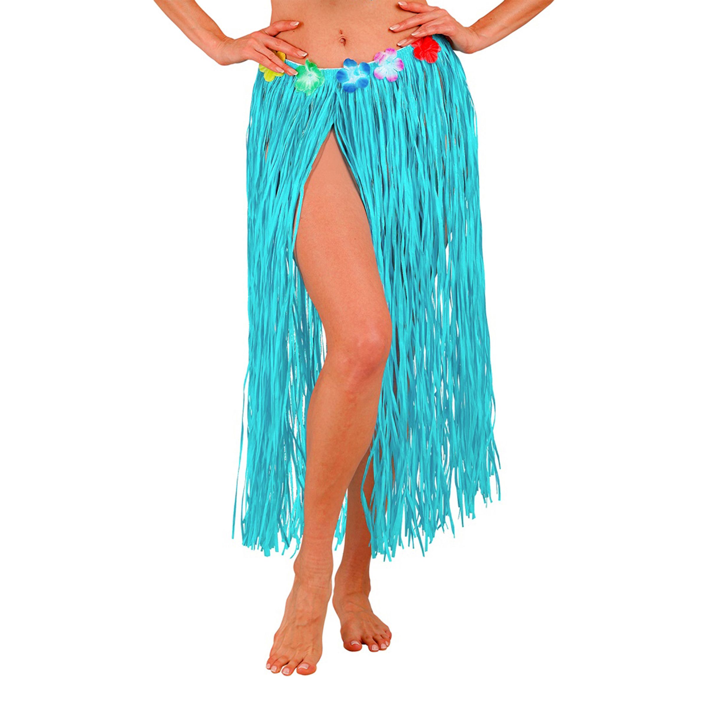 Hawaiikjol med Blommor Blå - One size | Hem - Maskerad - Maskeraddräkter - Hawaiidräkter | Pryloteket