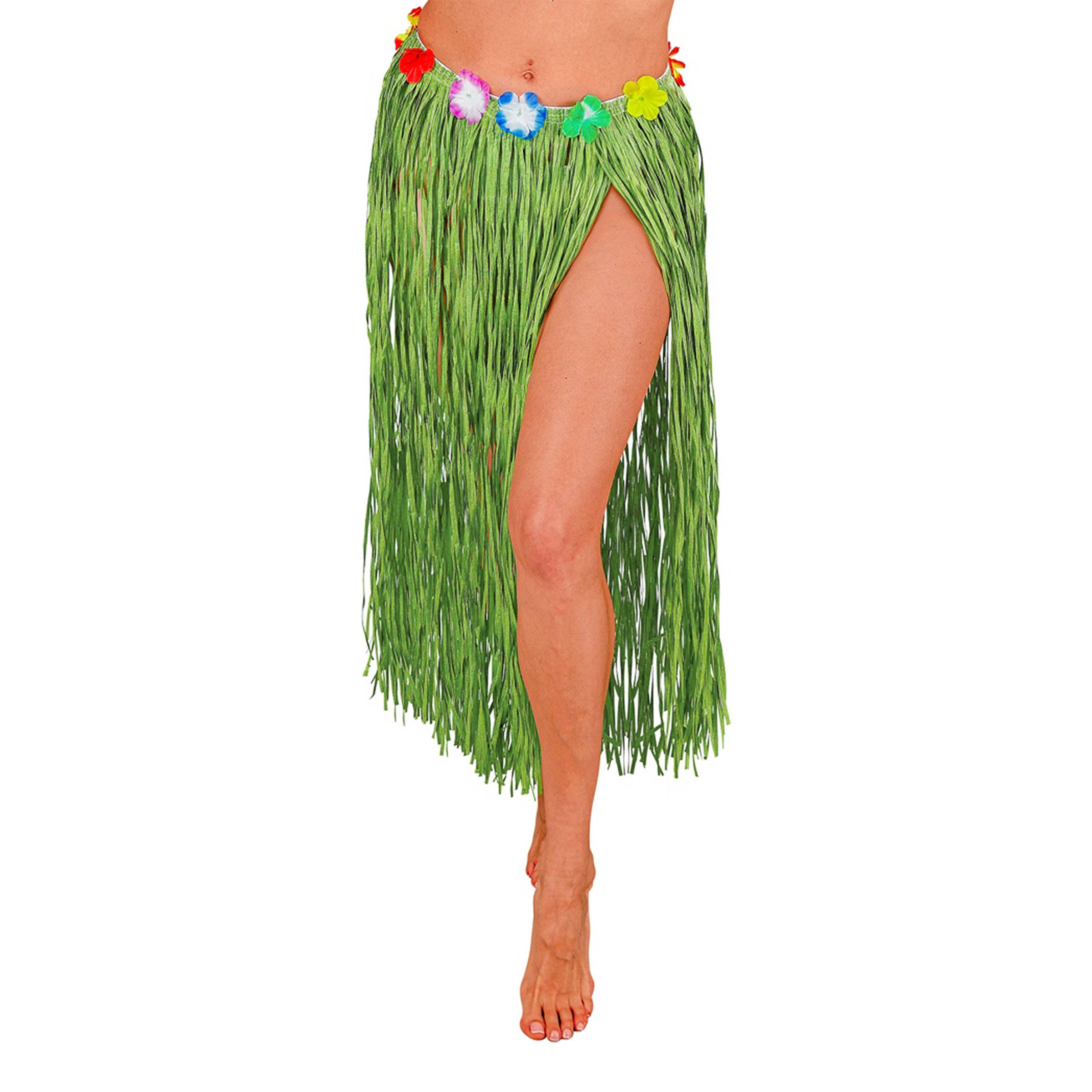 Hawaiikjol med Blommor Grön - One size | Hem - Maskerad - Maskeraddräkter - Hawaiidräkter | Pryloteket