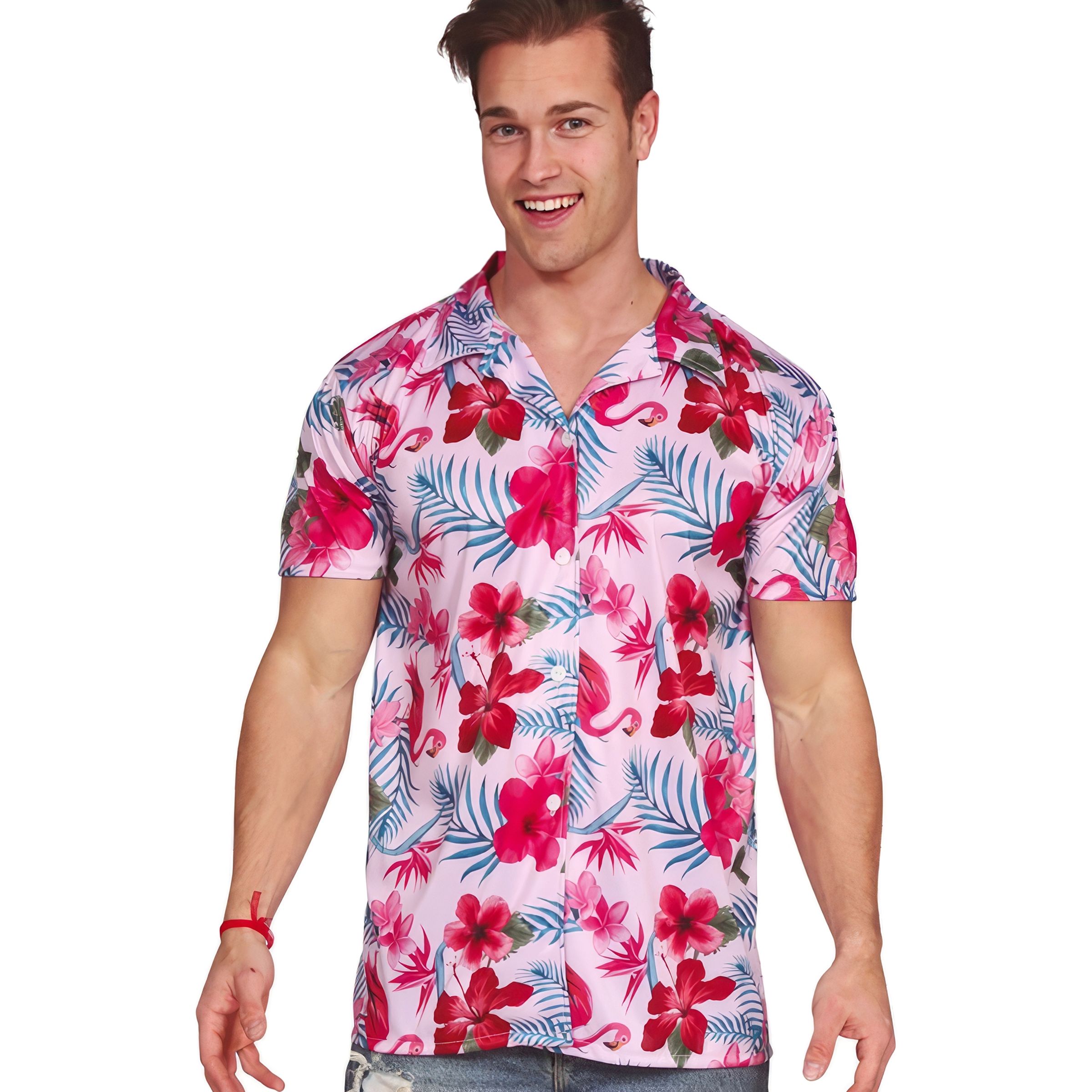 Hawaiiskjorta Flamingo - Medium