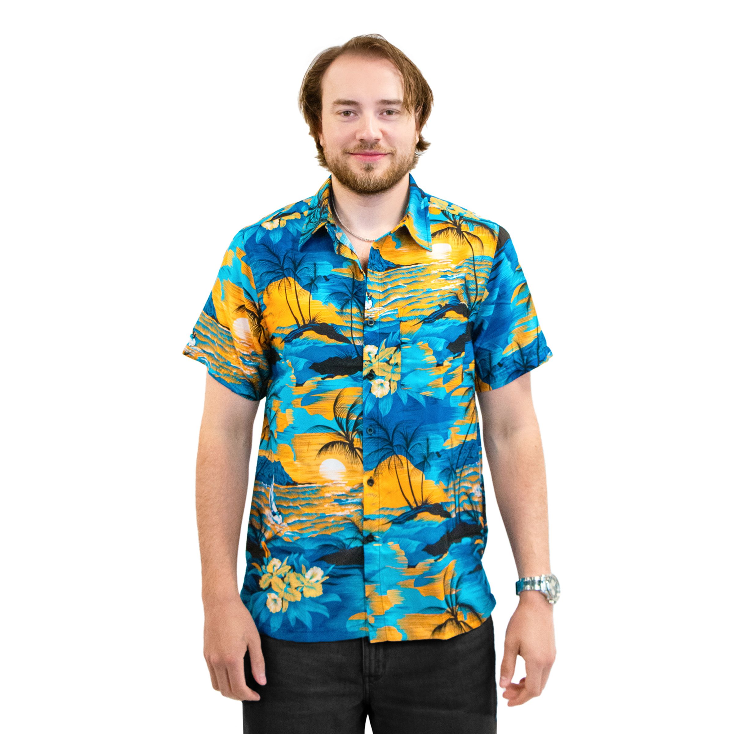 Hawaiiskjorte Herre Ocean Blue