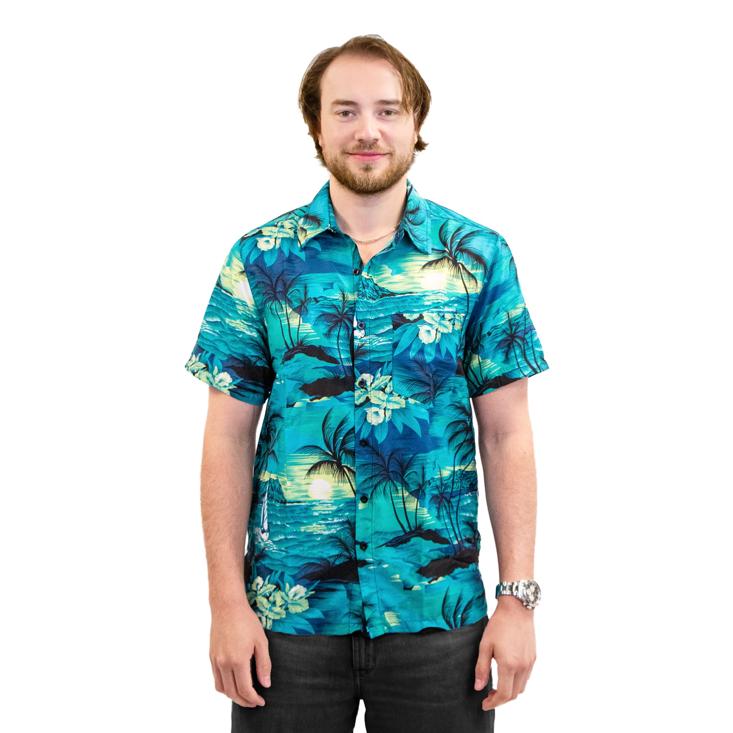 Hawaiiskjorte Herre Turkis
