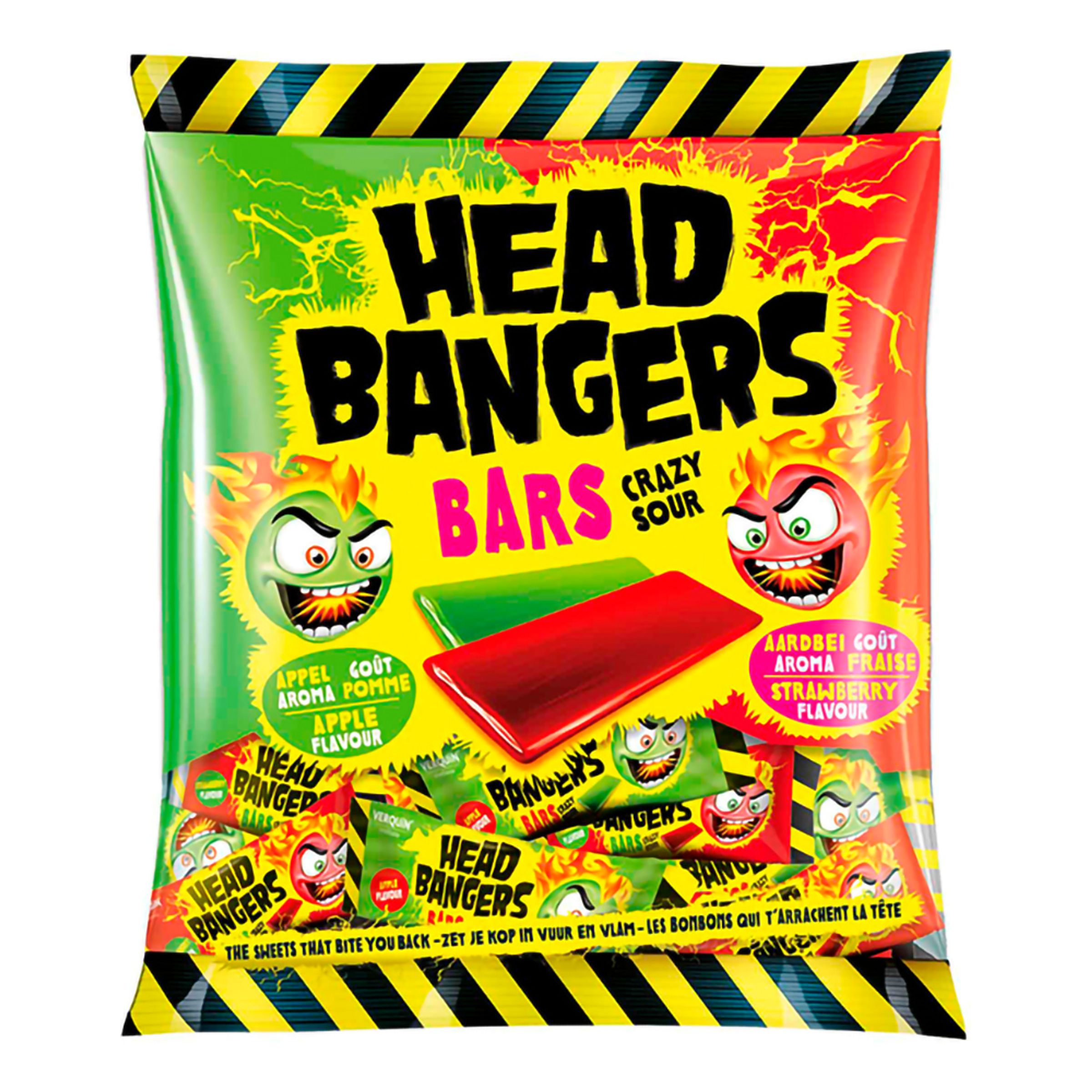 Läs mer om Head Bangers Bars Crazy Sour Strawberry/Apple - 200 gram