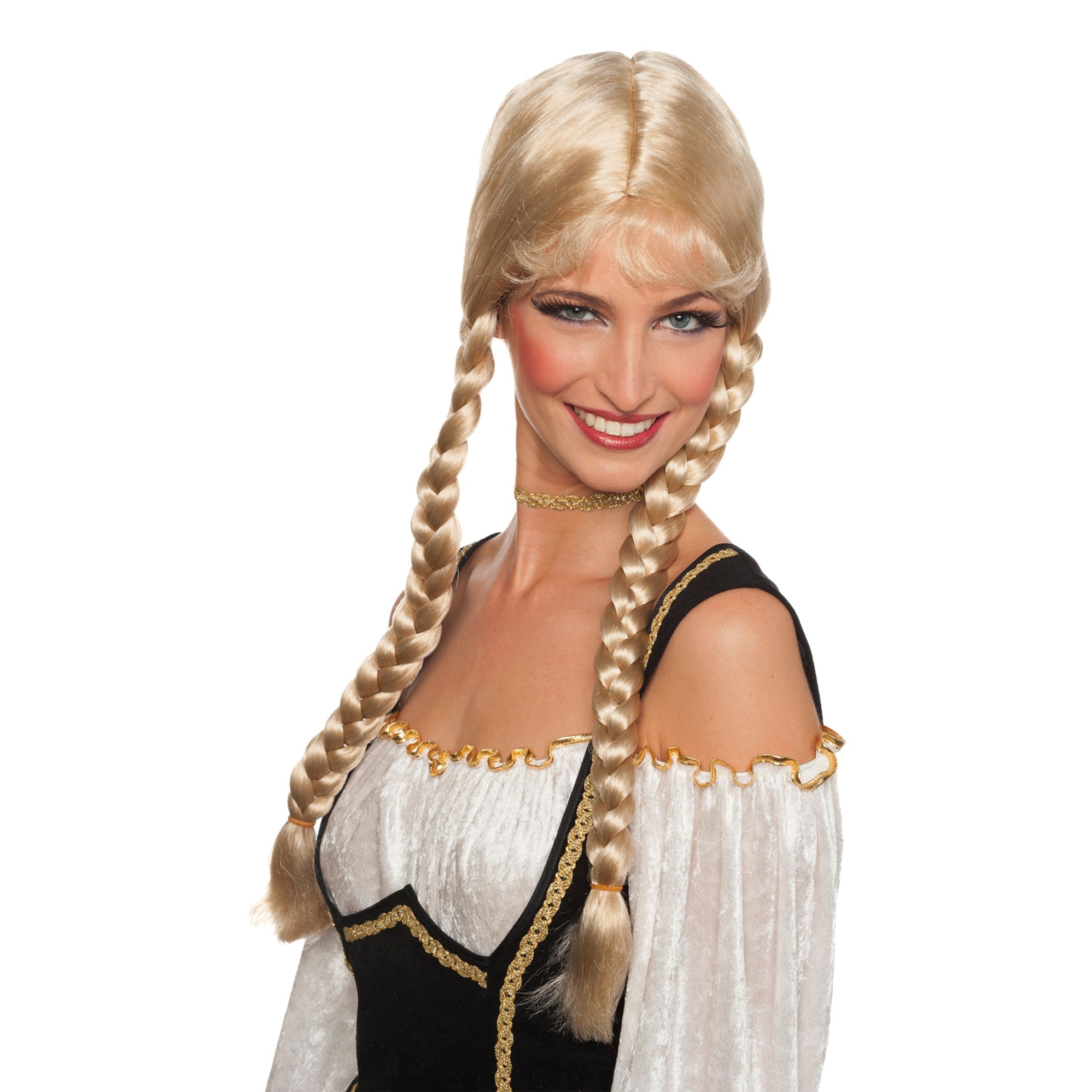 Heidi Blond Peruk med Flätor - One size