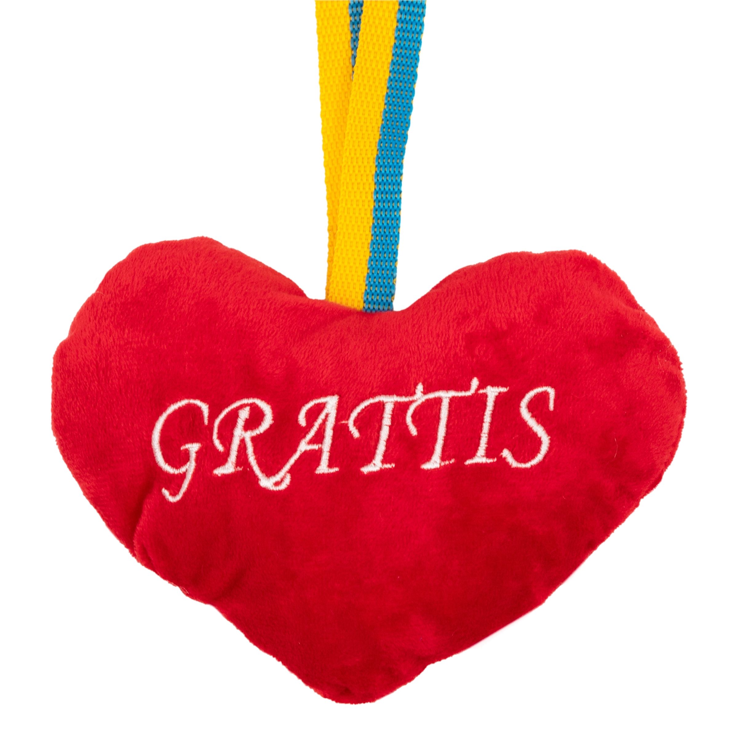 Läs mer om Hjärta Grattis med Blå/Gult Band