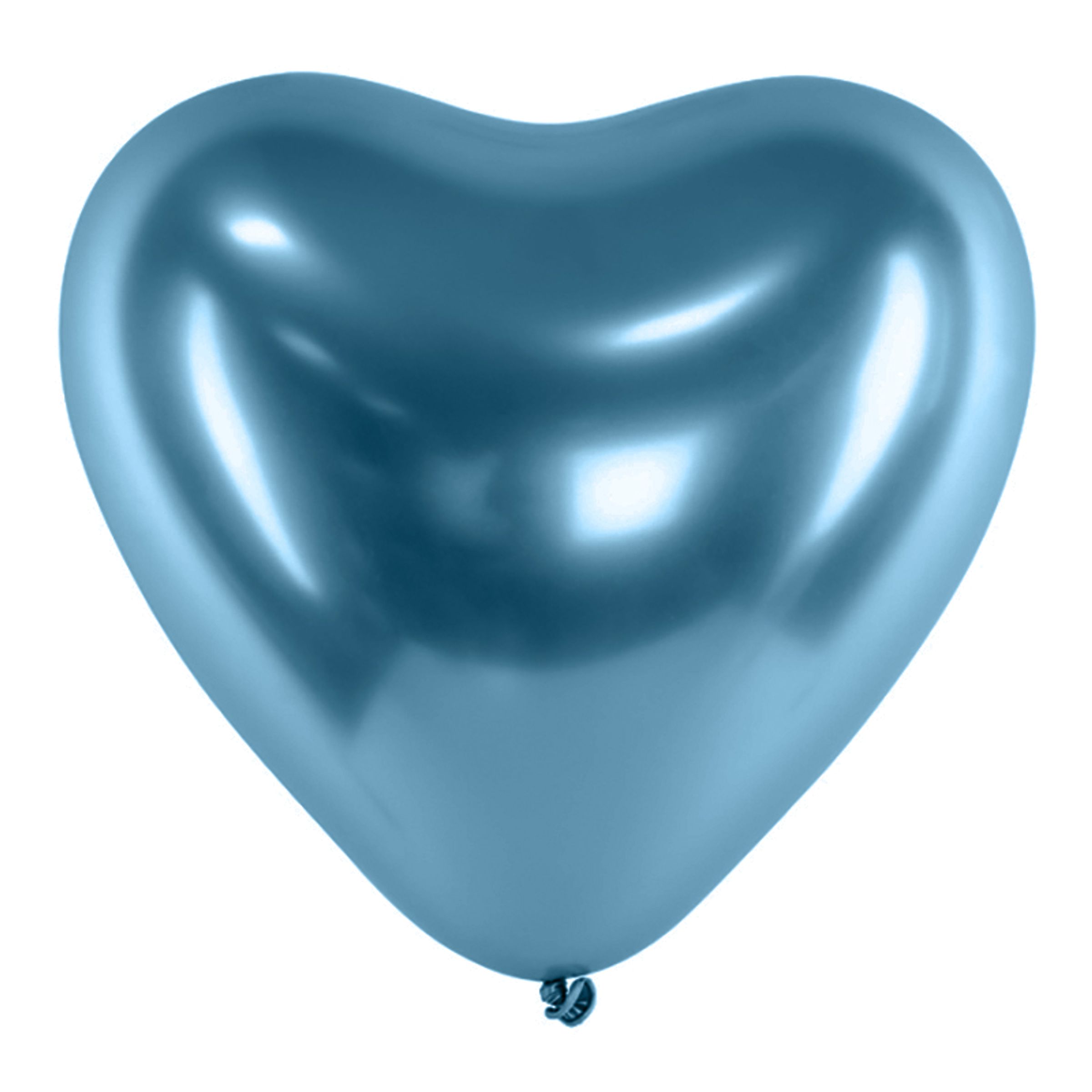 Hjärtballonger Krom Blå - 25-pack