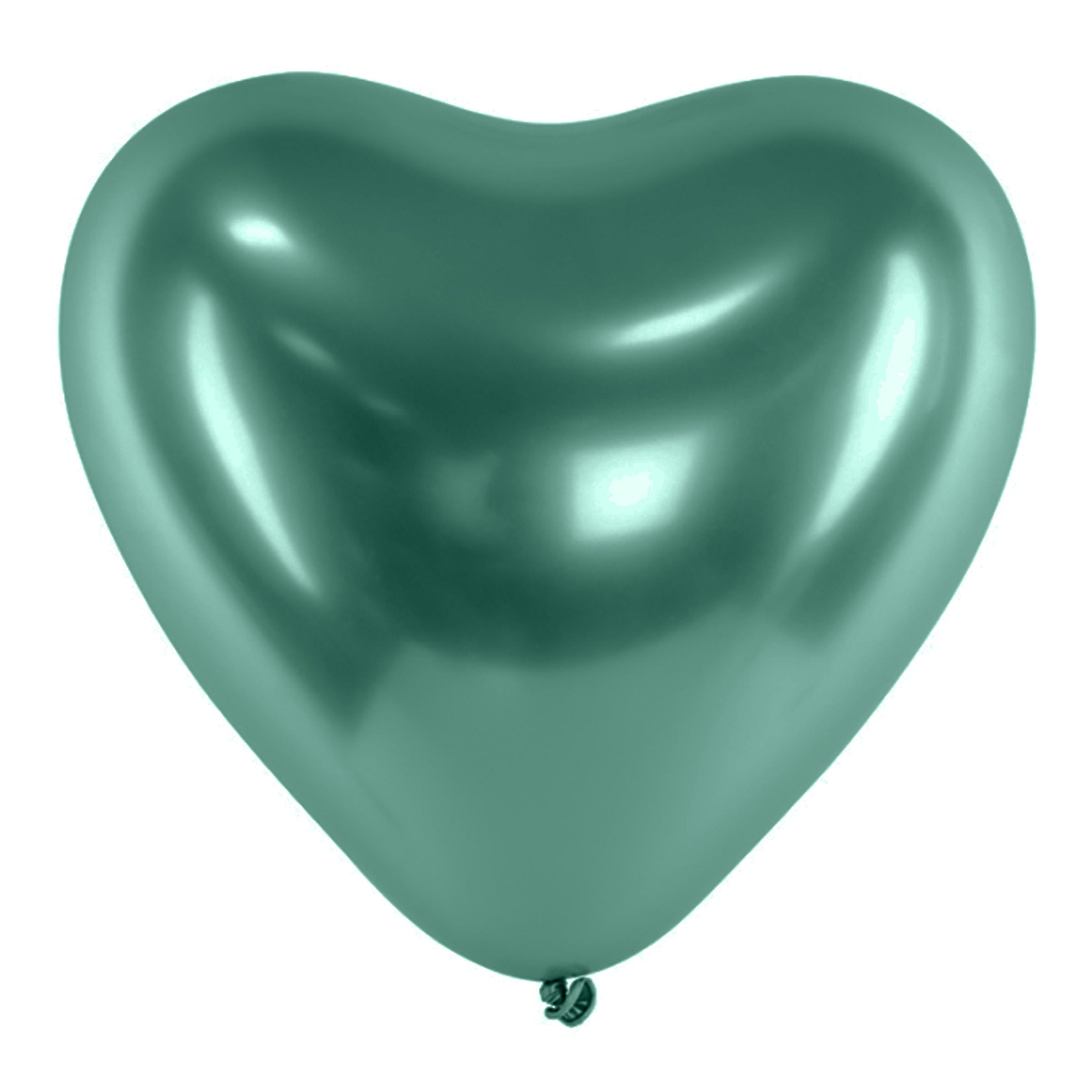 Hjärtballonger Krom Grön - 10-pack