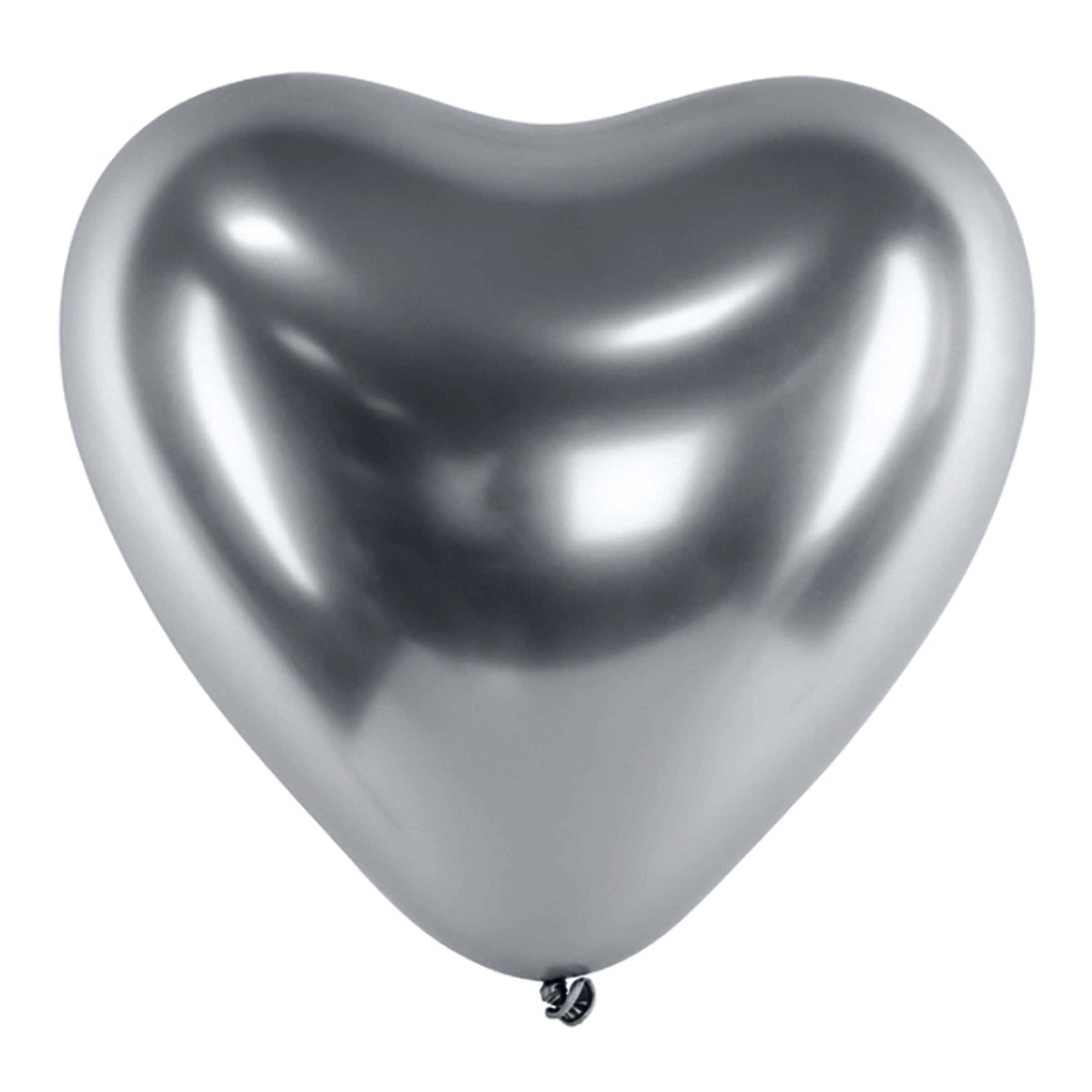 Läs mer om Hjärtballonger Krom Silver - 100-pack