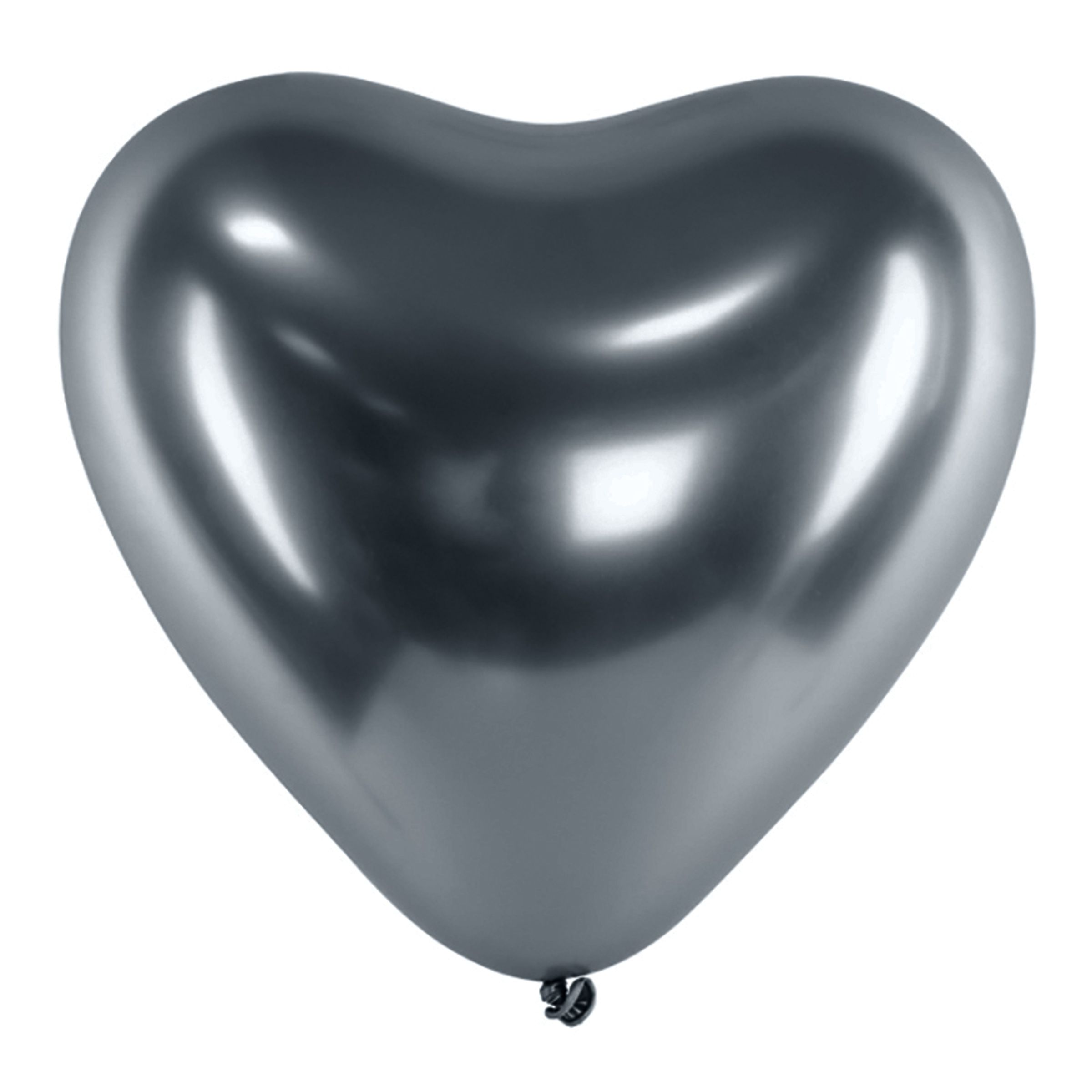 Läs mer om Hjärtballonger Krom Space Grey - 50-pack