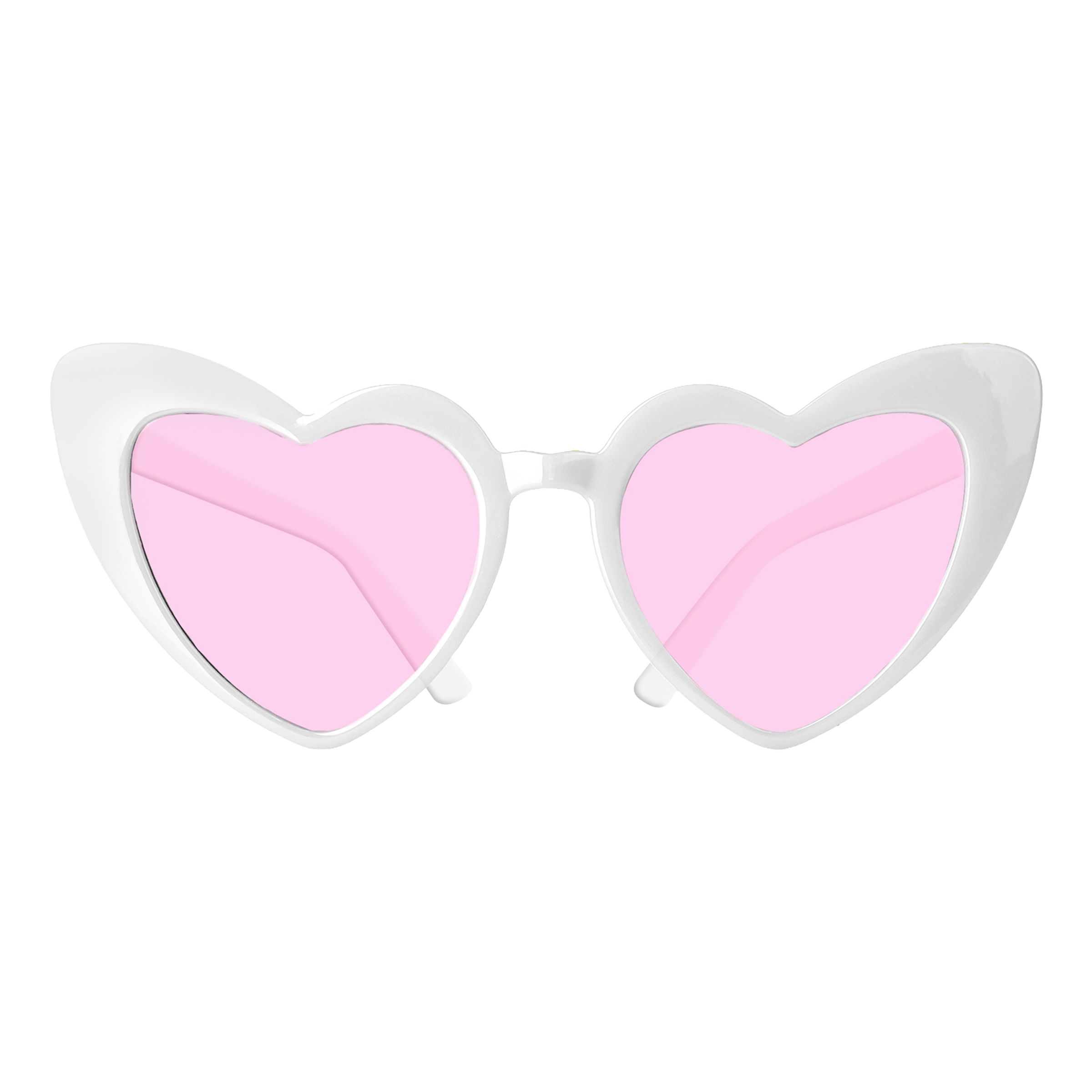 Hjärtglasögon Retro Vit/Rosa - One size | Hem - Maskerad - Tillbehör - Glasögon | Pryloteket
