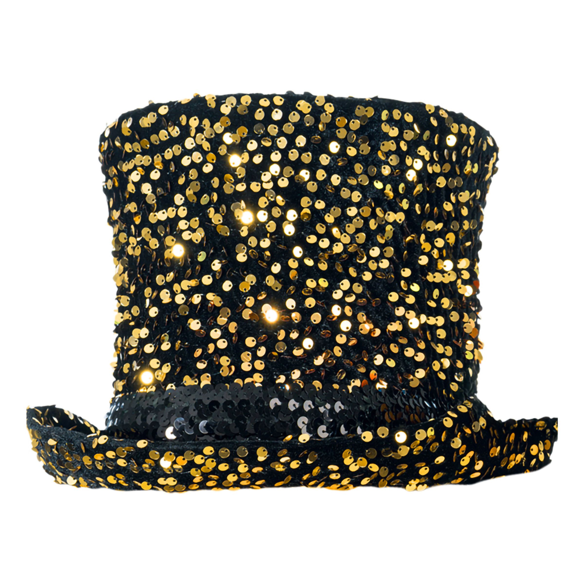 Höghatt med Paljetter Guld - One size | Hem - Maskerad - Hattar - Vuxenhattar | Maskeradspecialisten