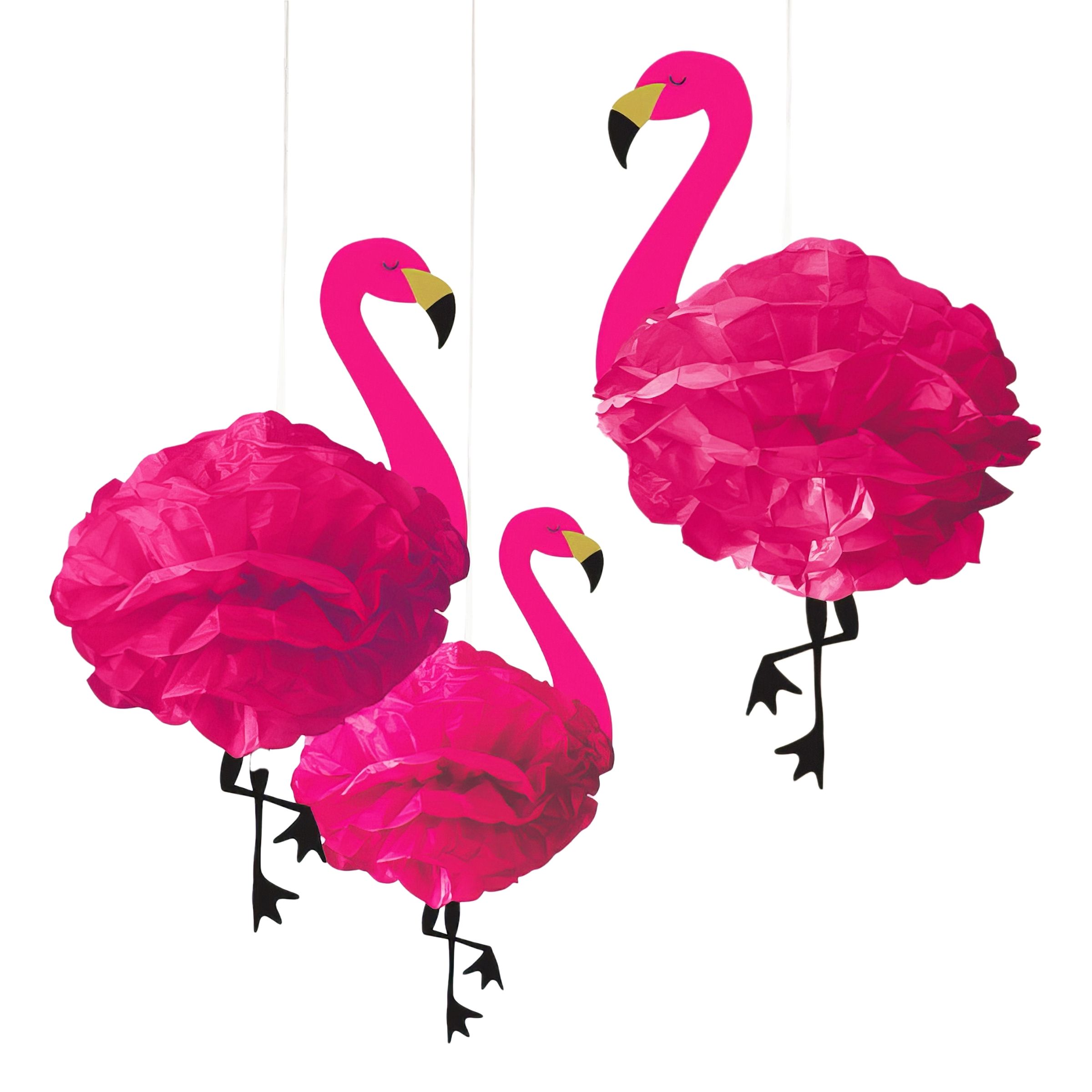 Läs mer om Pom Pom Flamingo Hängande Dekoration - 3-pack