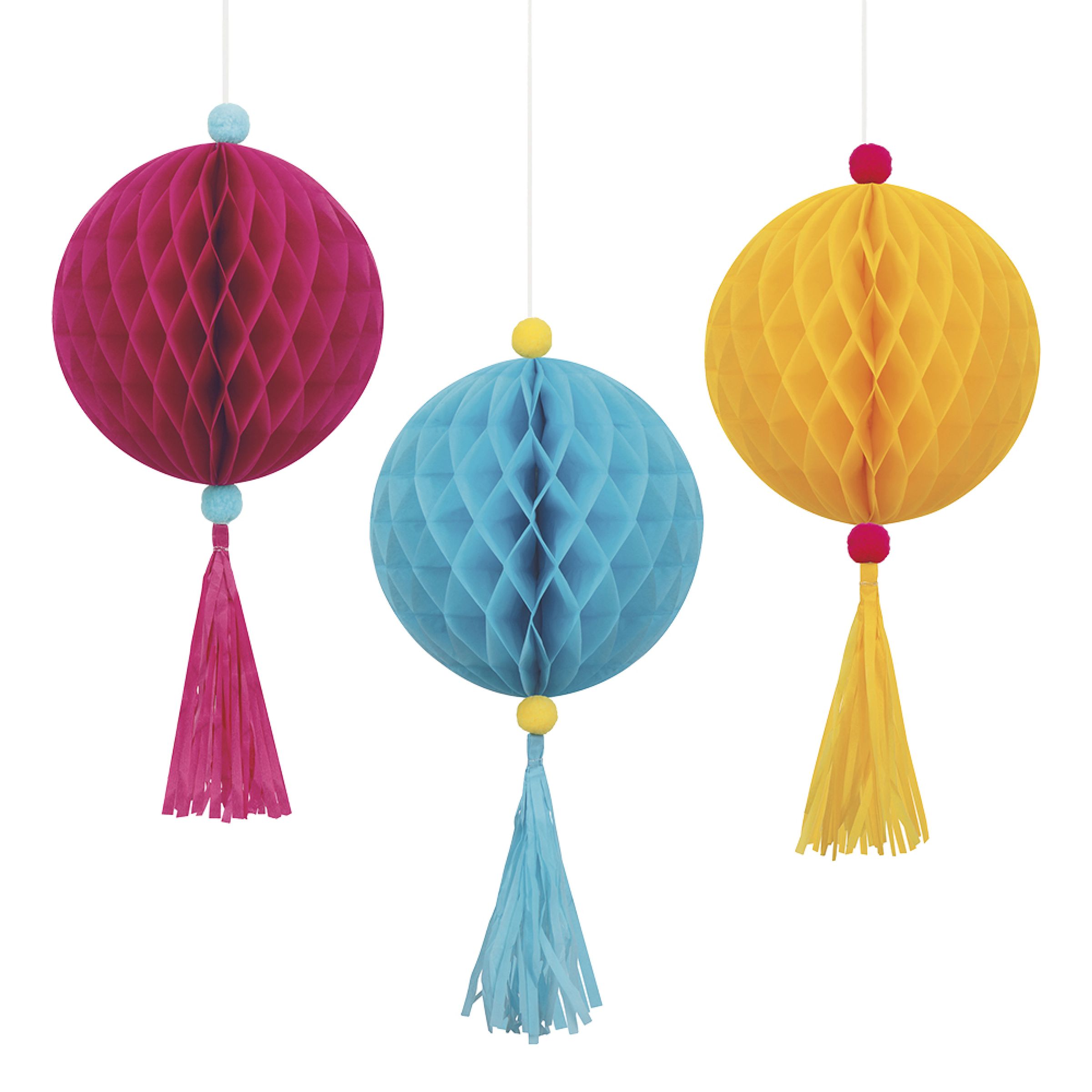 Honeycombs Gul/Blå/Röd - 3-pack | Hem - Teman - Tillverkare - Unique Party | Pryloteket