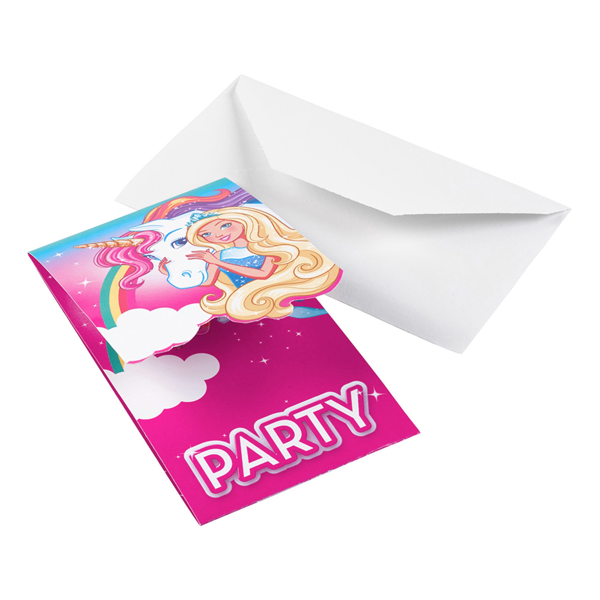 Läs mer om Inbjudningskort Barbie Dreamtopia - 8-pack