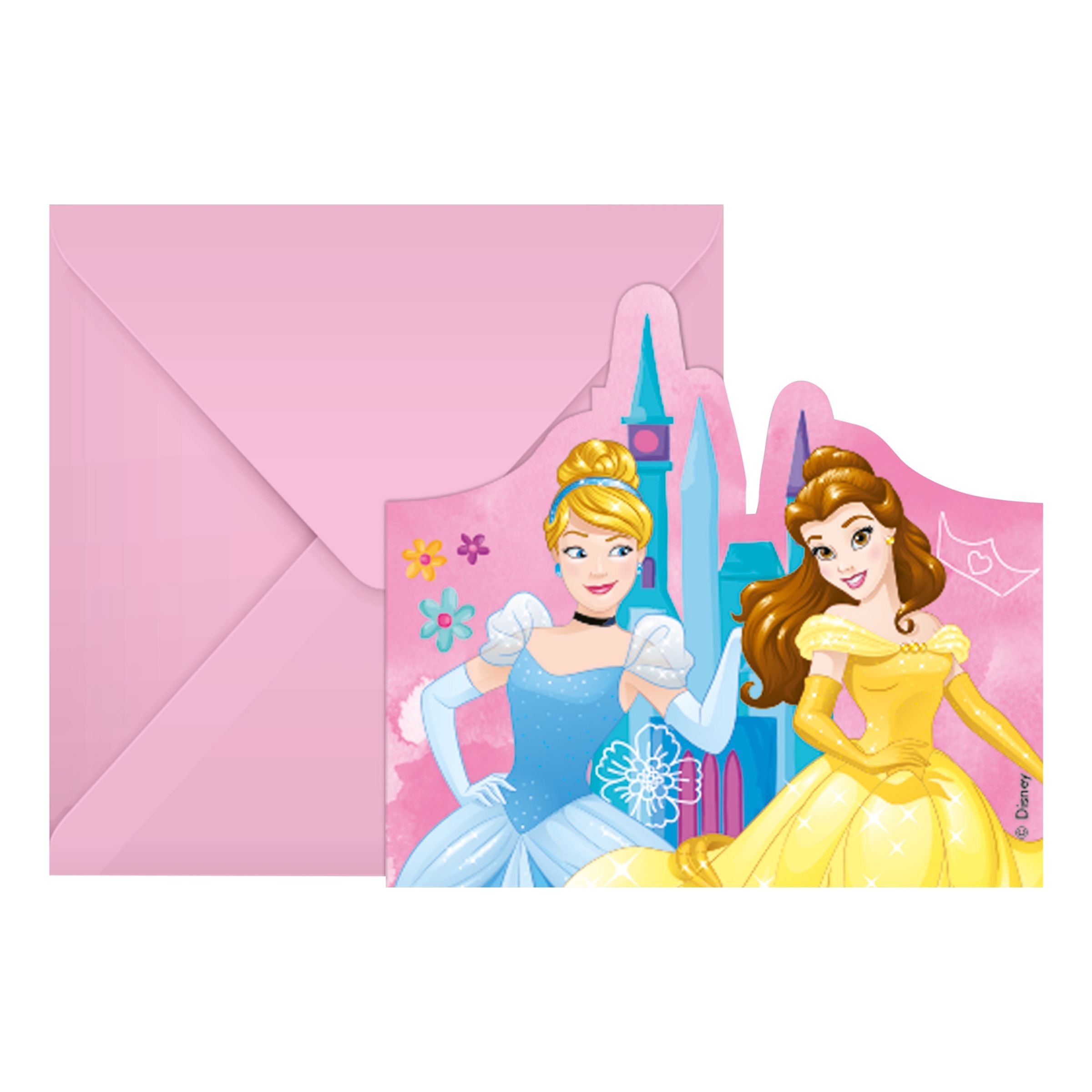 Läs mer om Inbjudningskort Disneyprinsessor - 6-pack