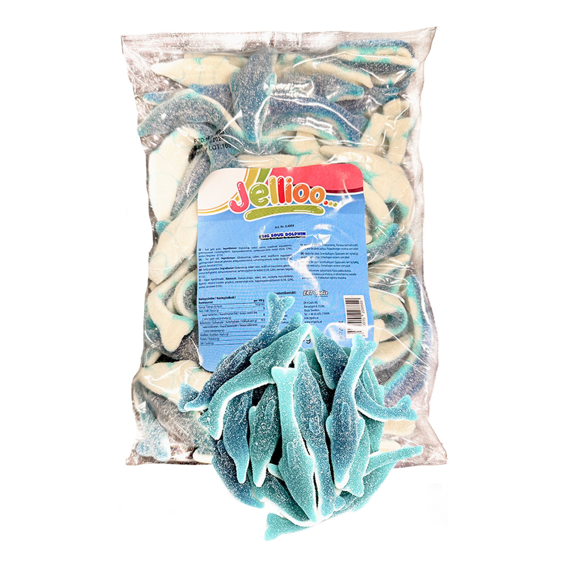 Jellioo Big Sour Dolphin Storpack - 1 kg | Hem - Godis & Läsk - Godis - Surt Godis | Maskeradspecialisten
