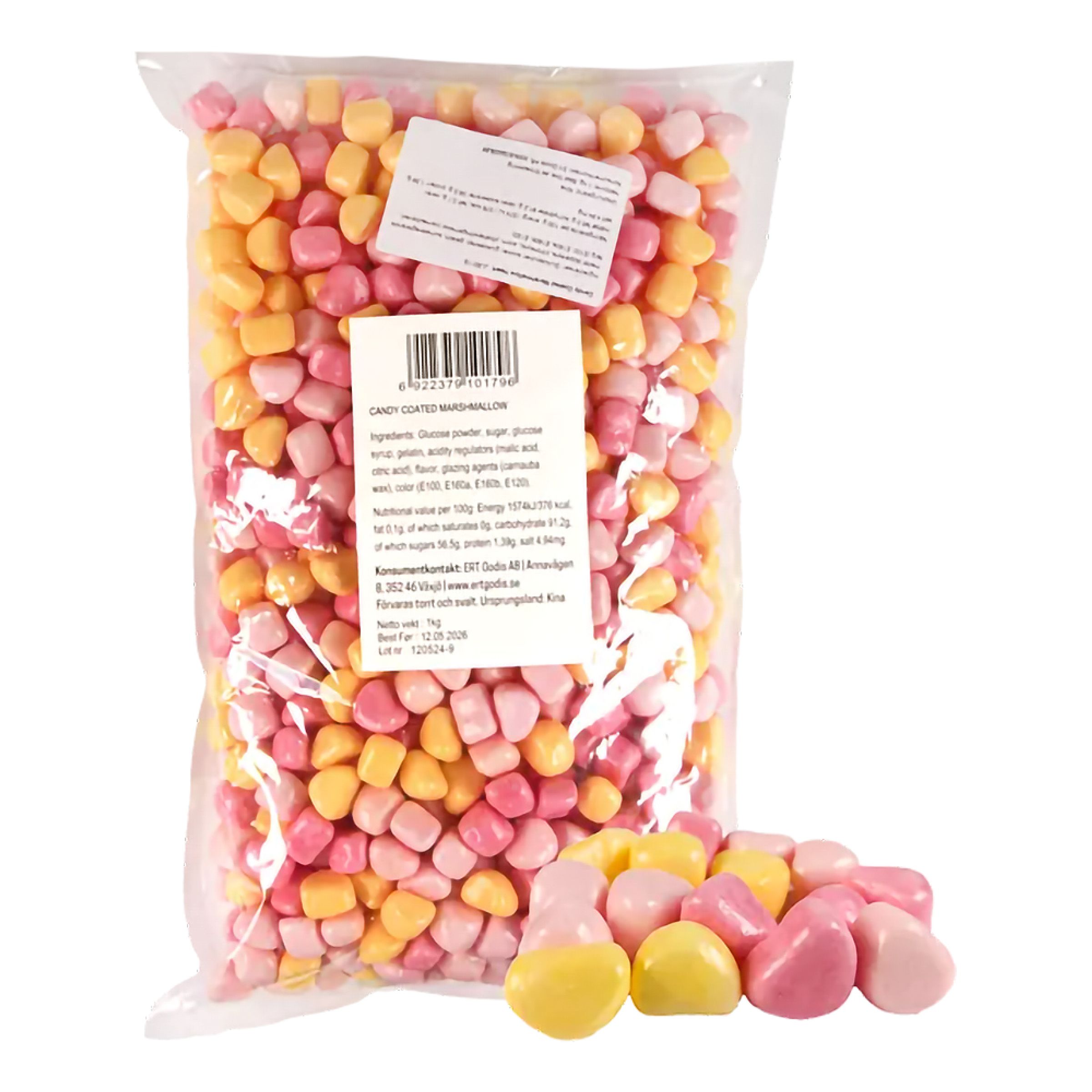 Jellioo Candy Coated Marshmallow Heart Storpack - 1 kg | Hem - Godis & Läsk - Godis - Skumgodis | Pryloteket