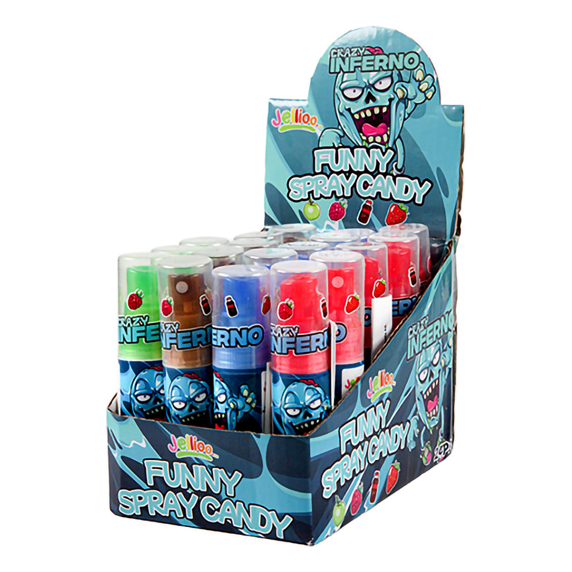 Jellioo Inferno Funny Spray Storpack - 24-pack | Hem - Festartiklar - Kalastillbehör - Kalasleksaker | Pryloteket