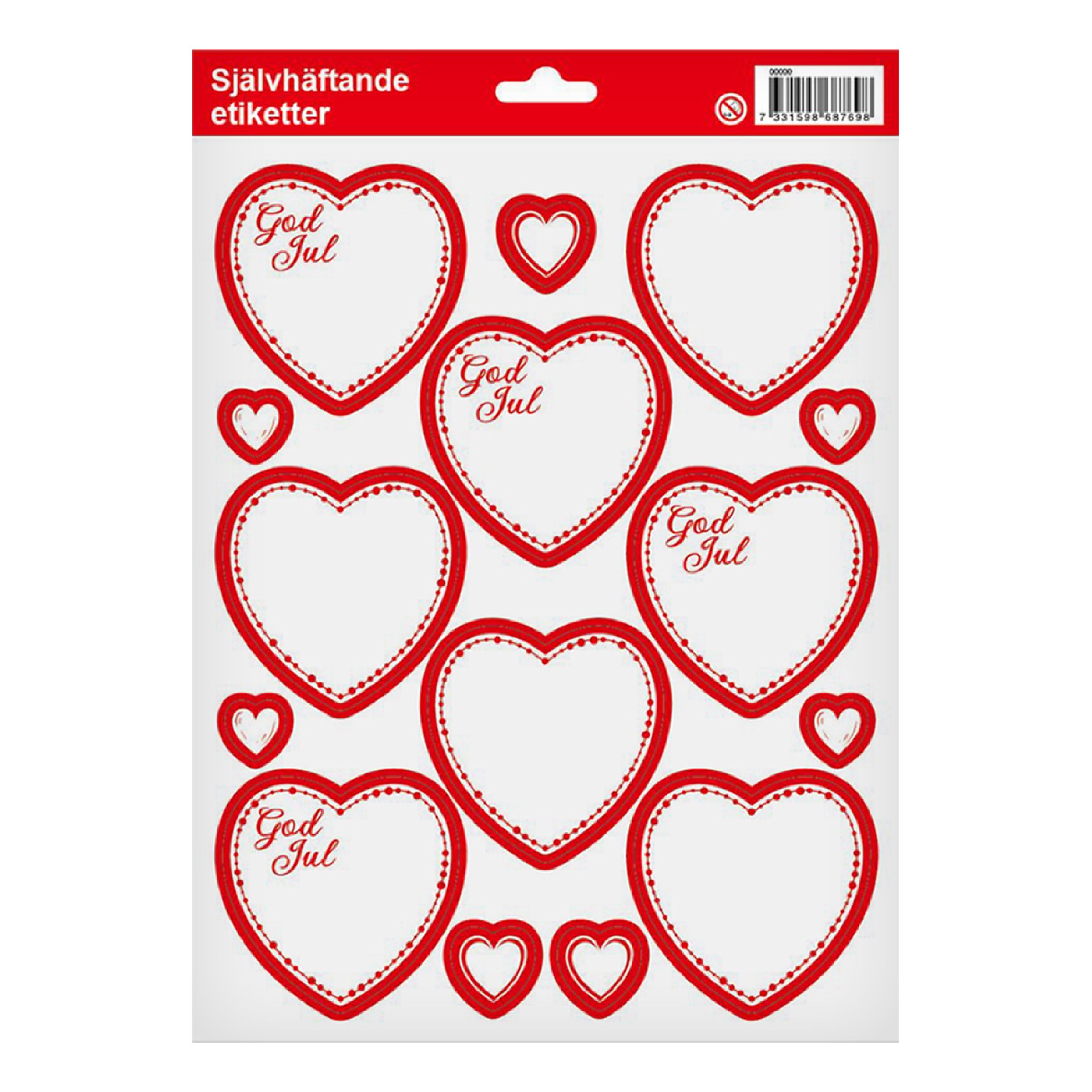 Juletiketter Hjärtan | Hem - Teman - Högtider - Jul | Party Outlet