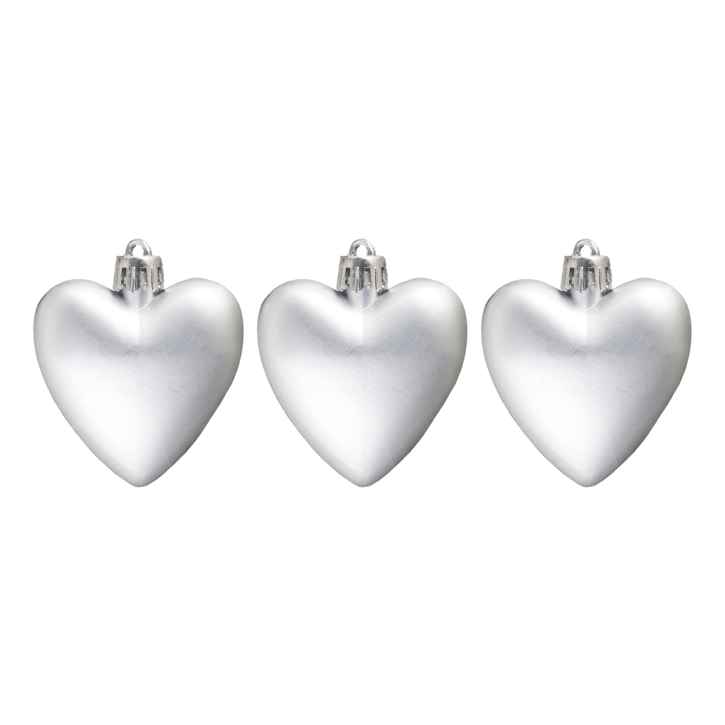 Julgranskulor Hjärtan Silver - 3-pack