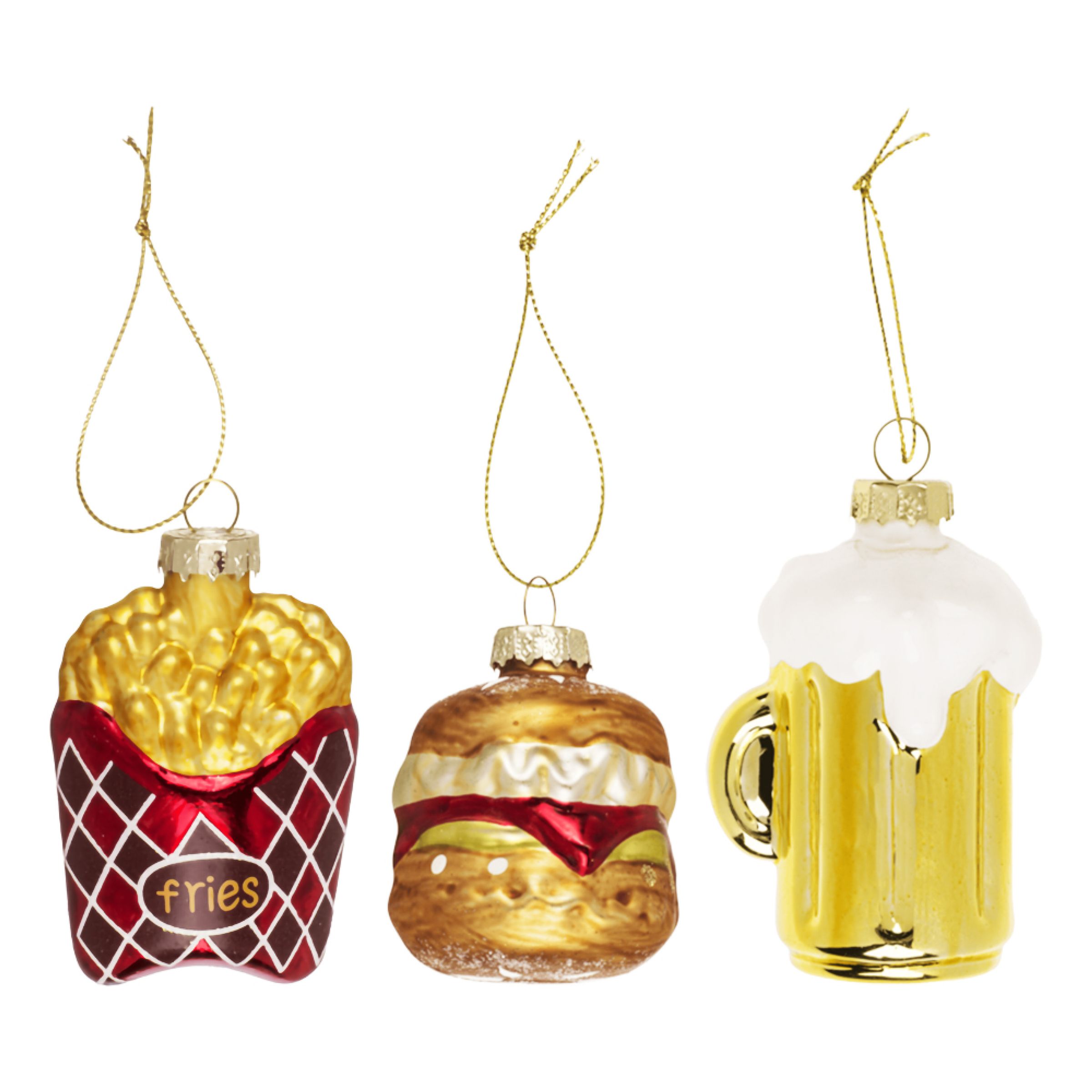 Julgranskulor Ölglas med Snabbmat - 3-pack | Hem - Teman - Högtider - Jul - Julgranar & Julgranspynt | Pryloteket