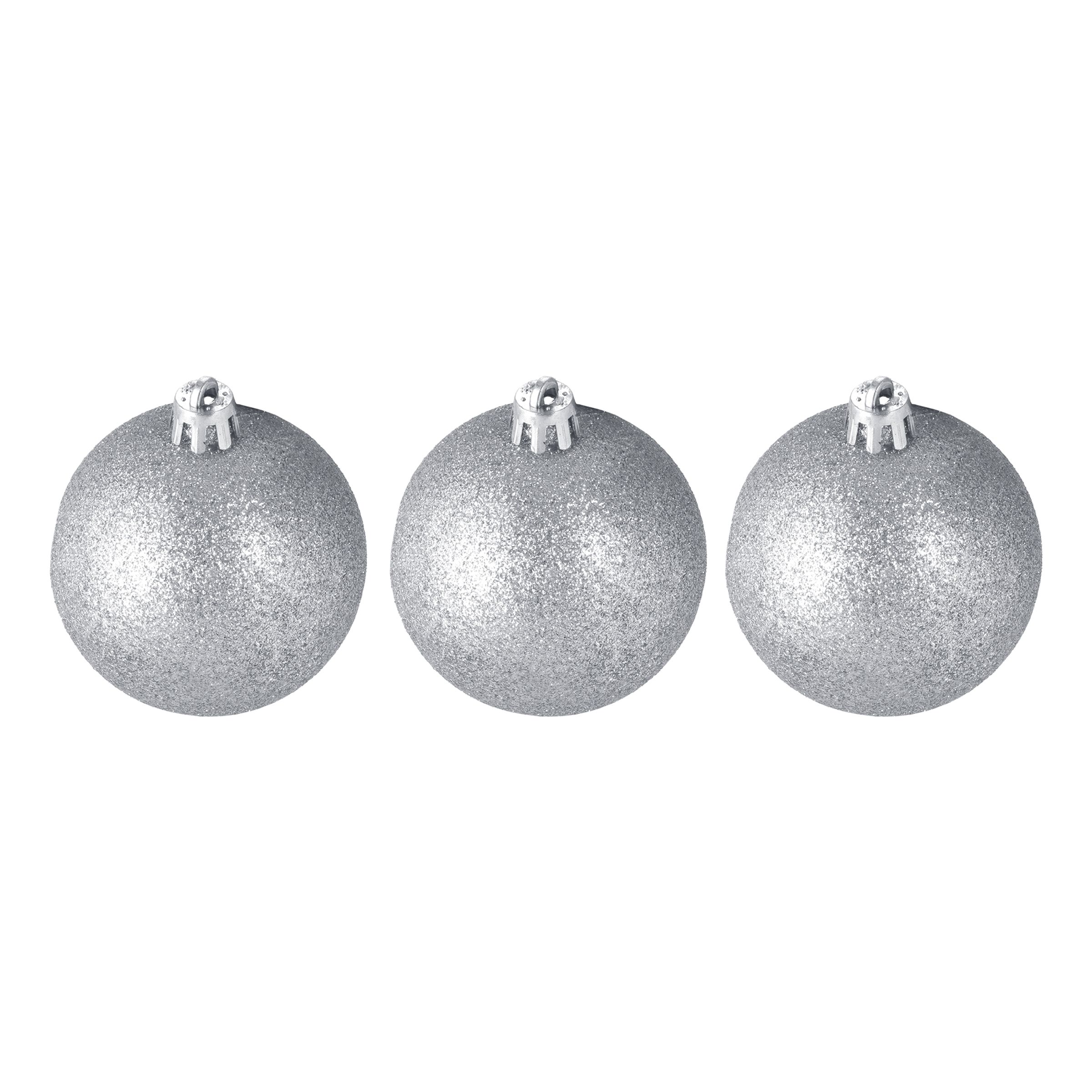 Julgranskulor Silver Glittriga - 3-pack