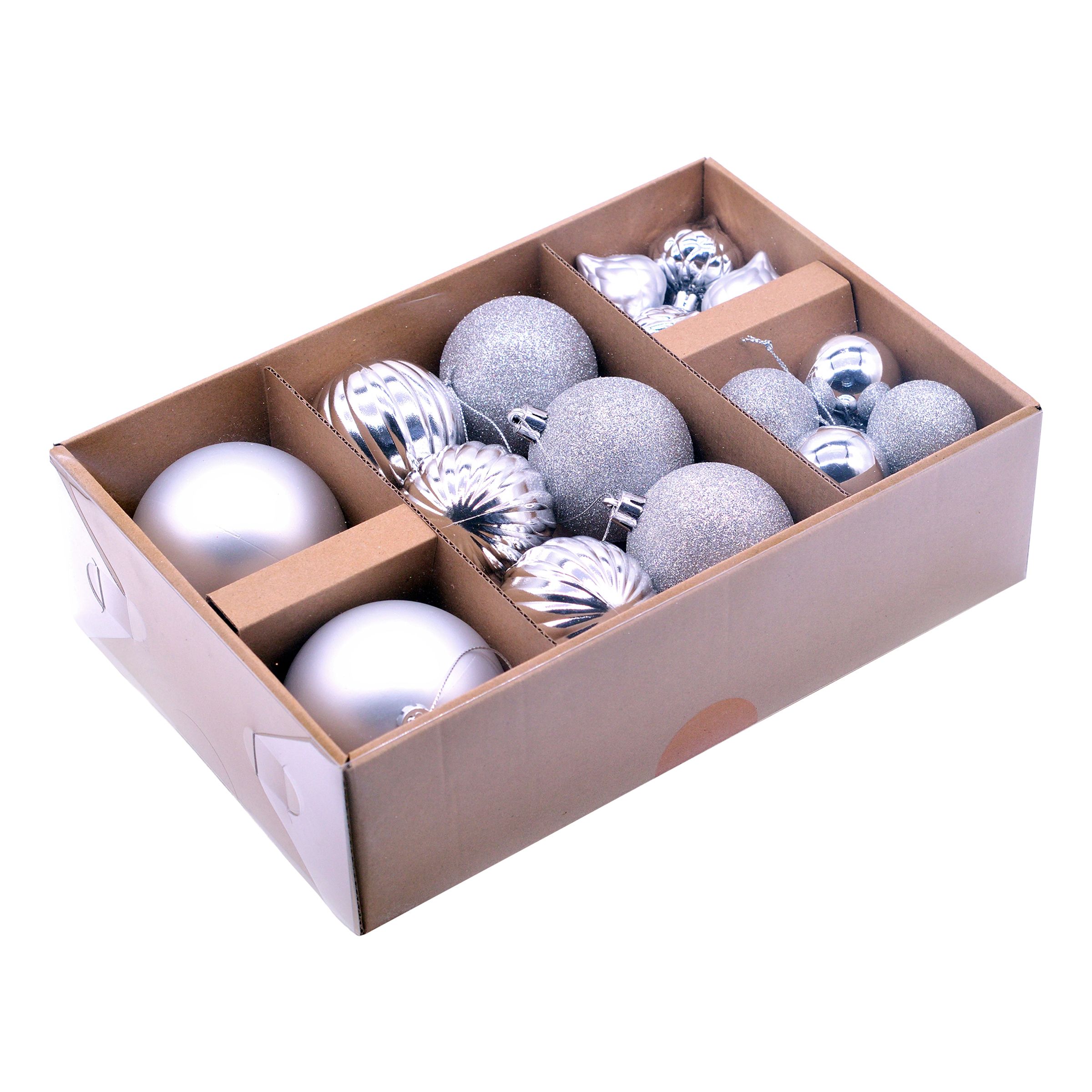 Julgranskulor Silver Mix - 24-pack | Hem - Teman - Färger - Silver | Party Outlet