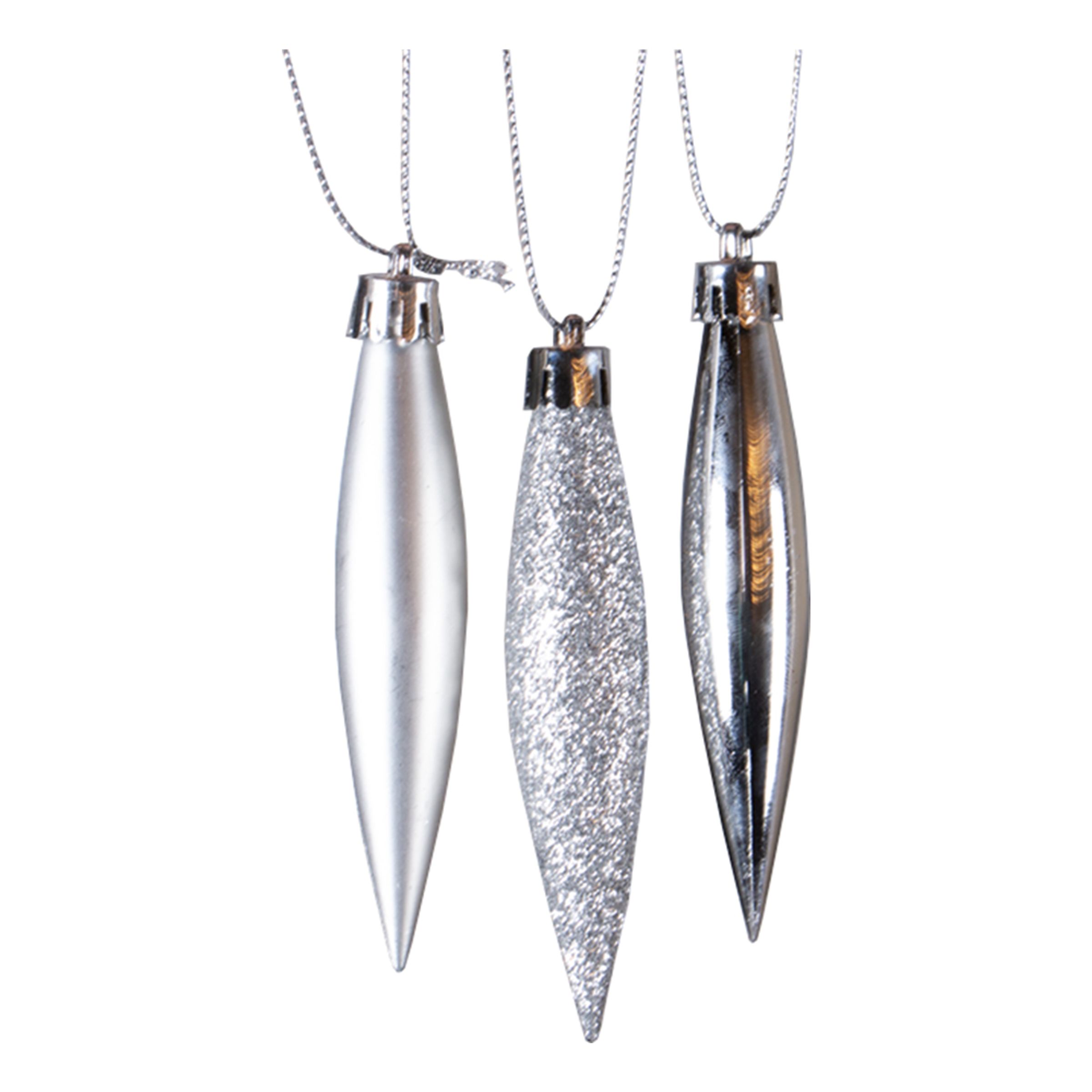 Julevedhæng Dråber i Sølv - 9-stk