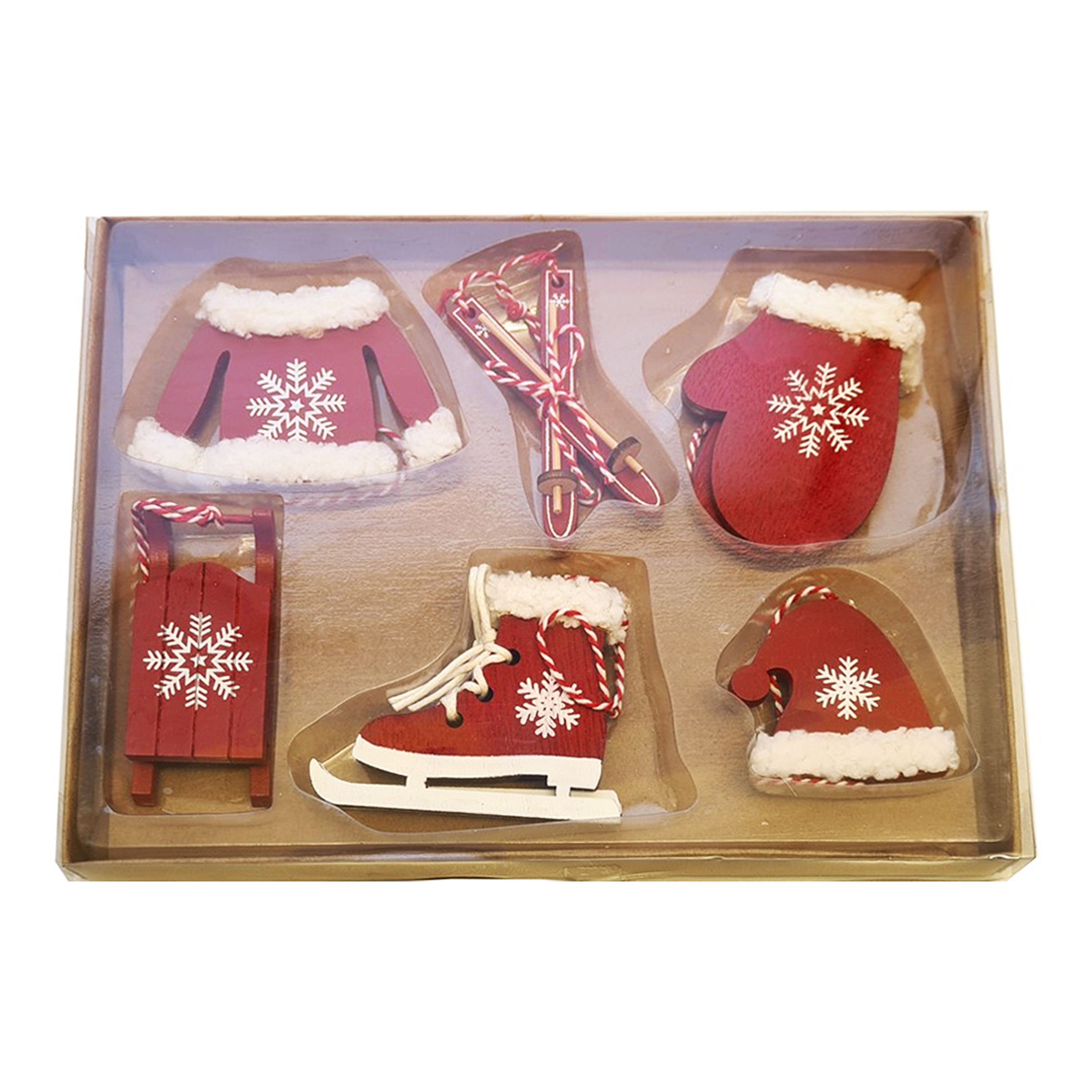 Julhängen i Trä - 6-pack | Hem - Teman - Högtider - Jul - Juldekorationer | Party Outlet